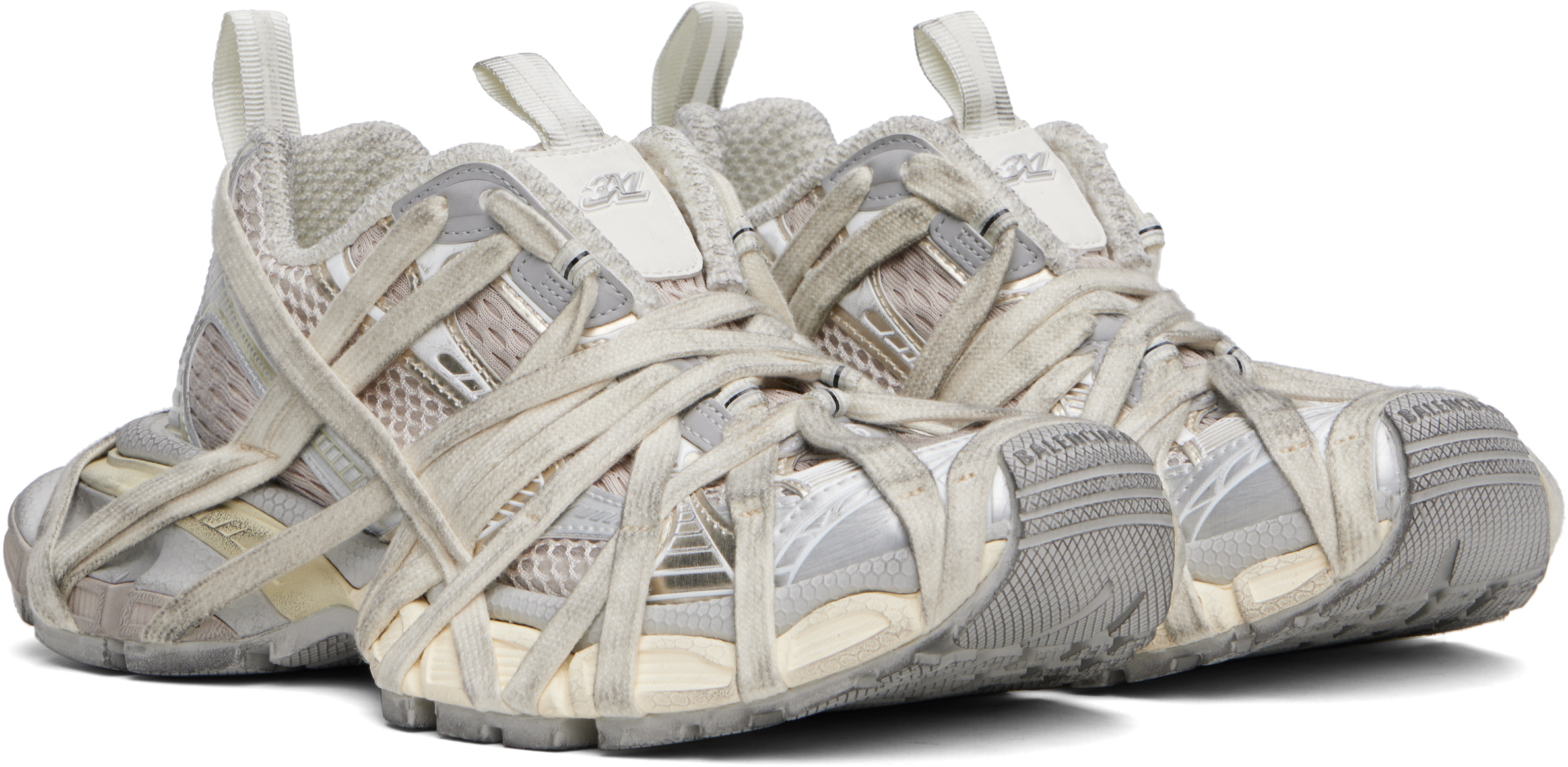Balenciaga Gray 3xl Extreme Lace Sneakers In 9191 Eggshell