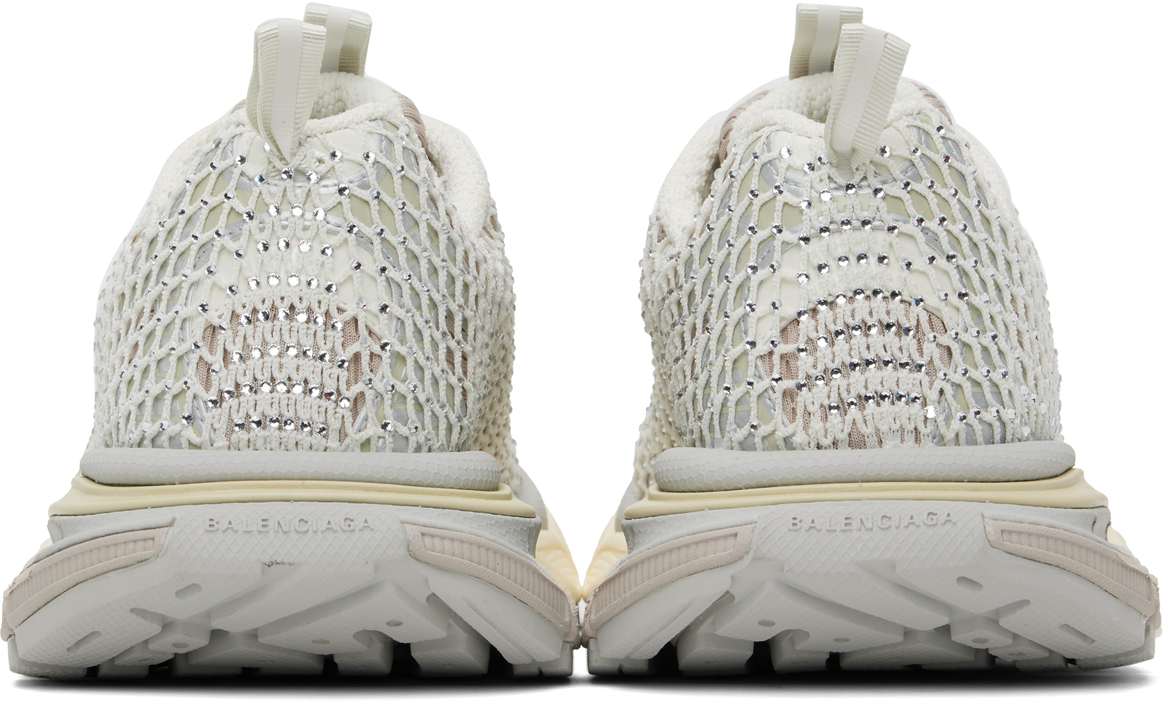 Balenciaga 3xl Fishnet Sneaker In 9191 Eggshell/crysta