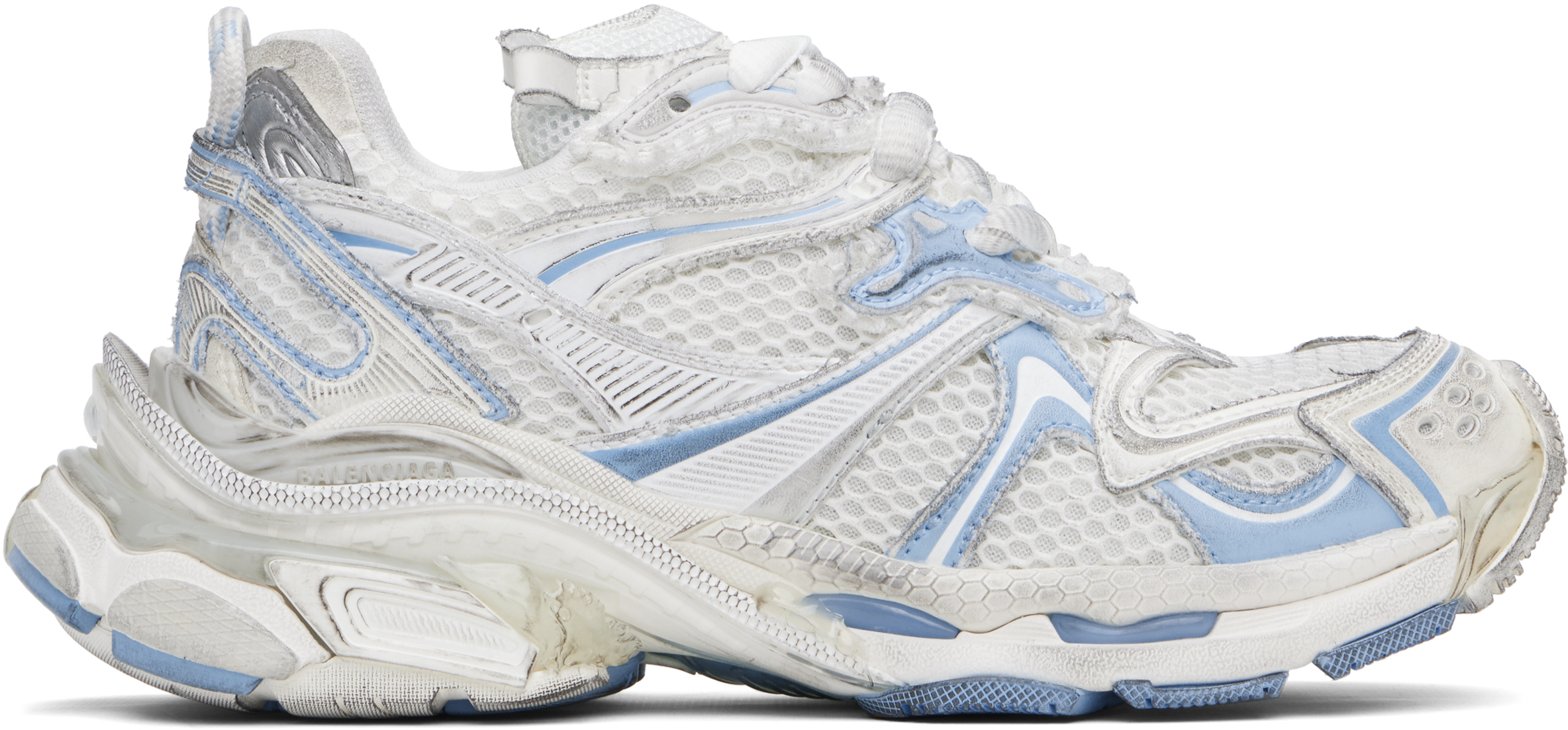 Shop Balenciaga White & Blue Runner 2.0 Sneakers In 9041 Wht/light Blue/
