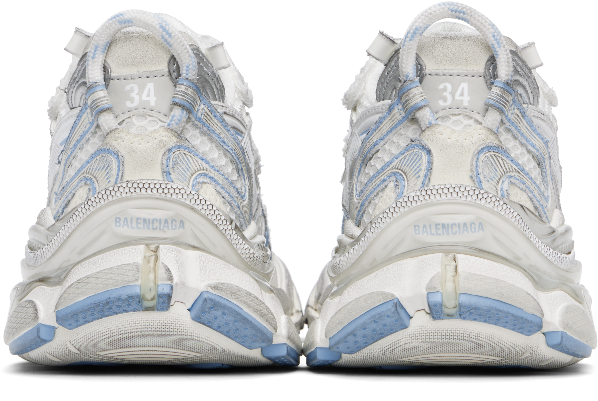 Shop Balenciaga White & Blue Runner 2.0 Sneakers In 9041 Wht/light Blue/