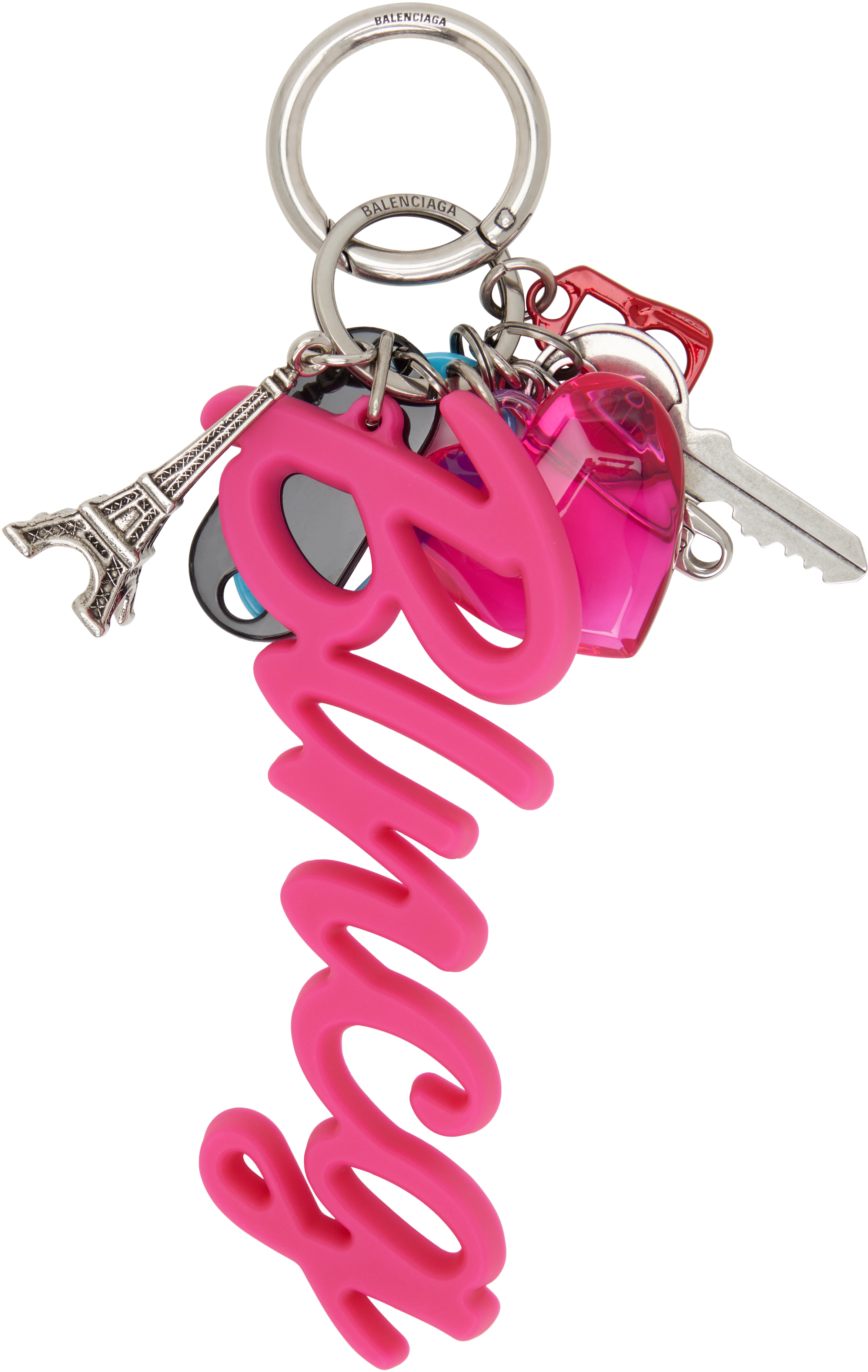 Balenciaga: Pink & Silver Charm Hourglass Soft Big Souvenirs