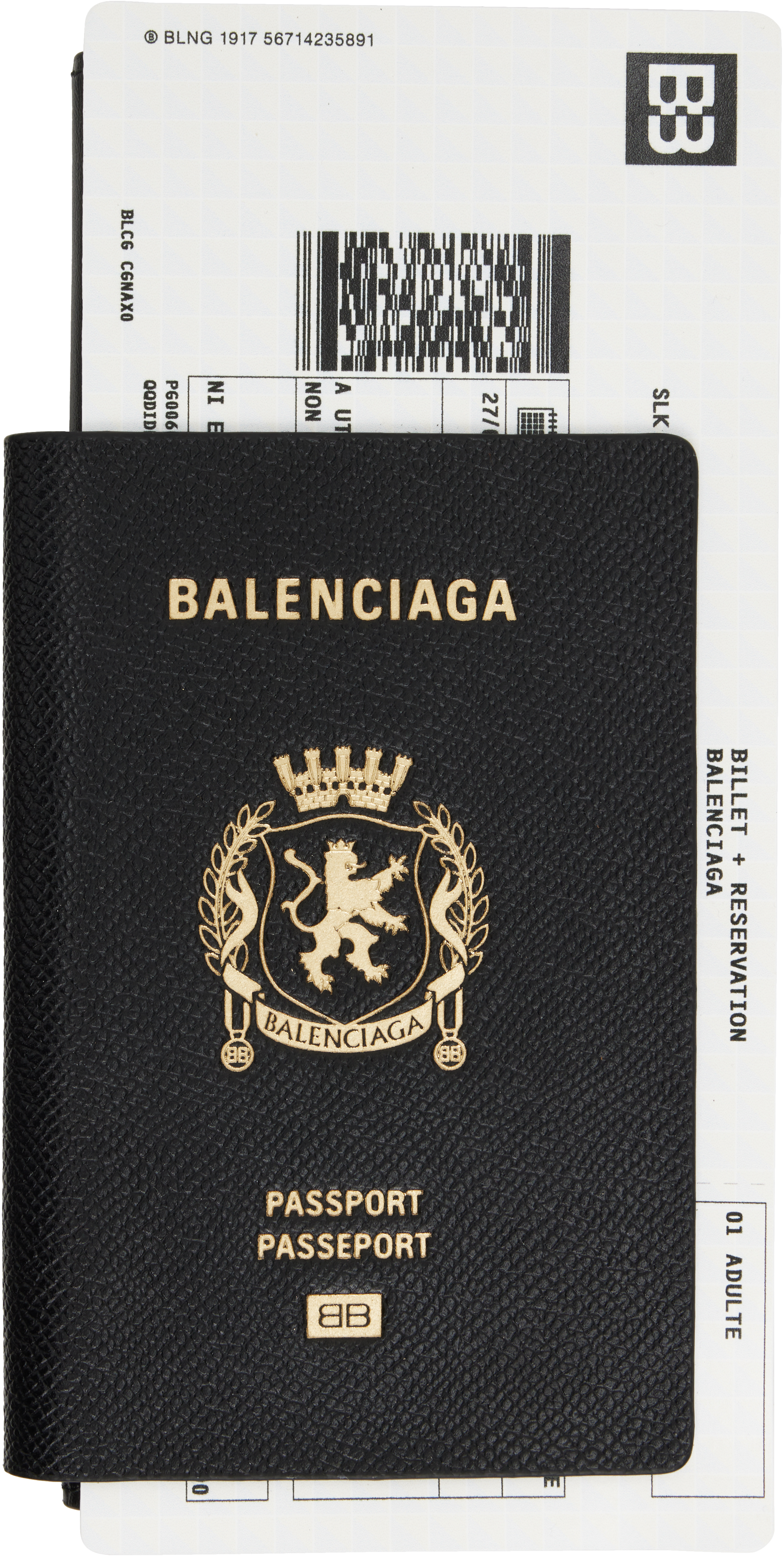 Balenciaga: Black Passport Long 1 Ticket Wallet | SSENSE Balenciaga: Black Passport Long 1 Ticket Wallet | SSENSE