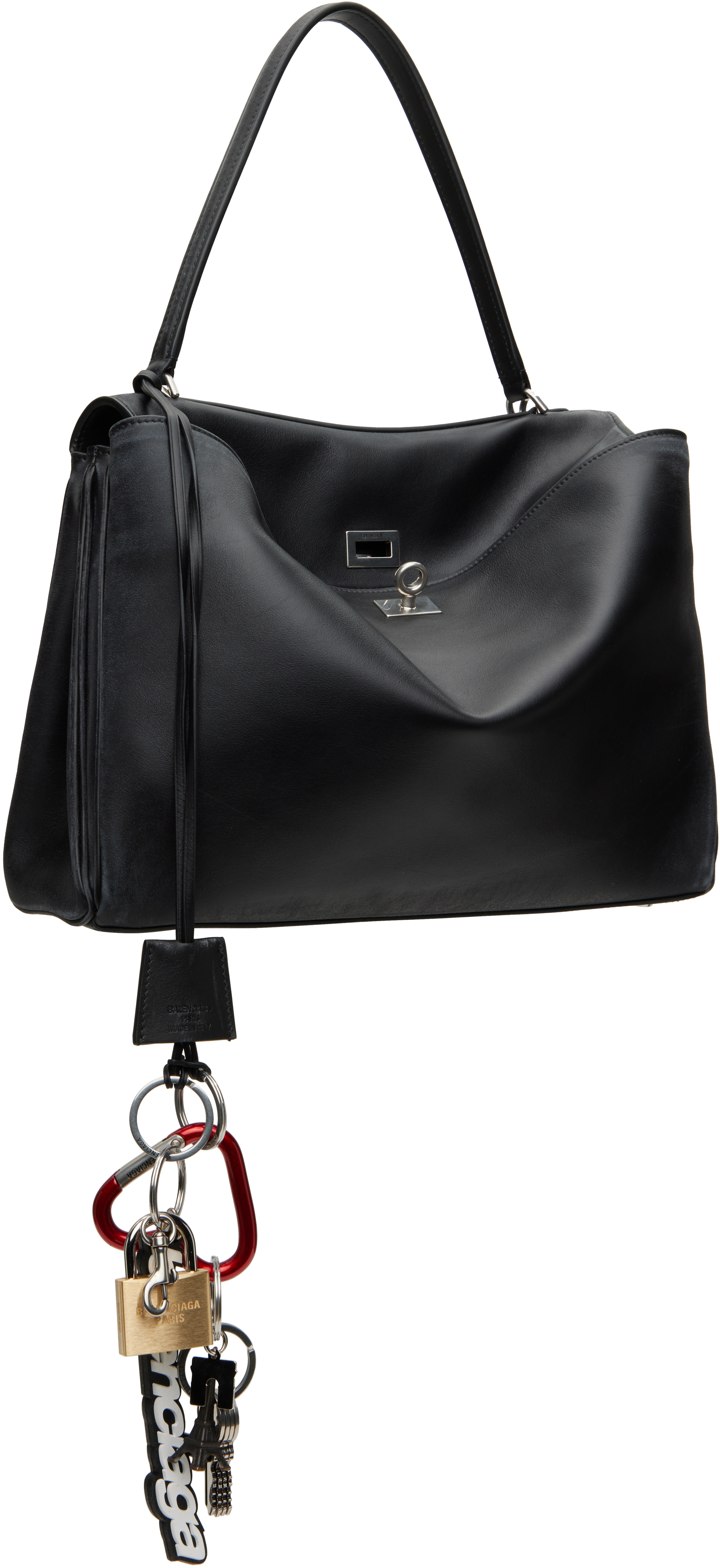 Balenciaga Black Rodeo Medium With One Charm Bag In 1000