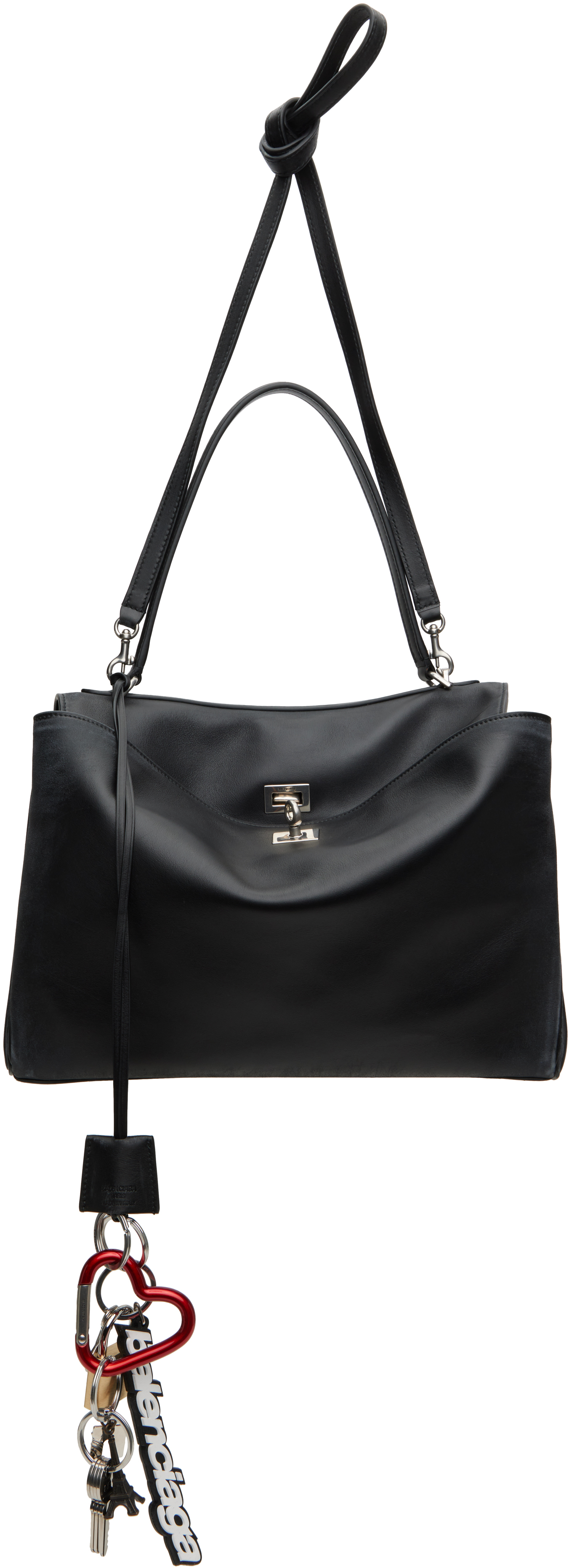 Balenciaga Black Rodeo Medium With One Charm Bag In 1000