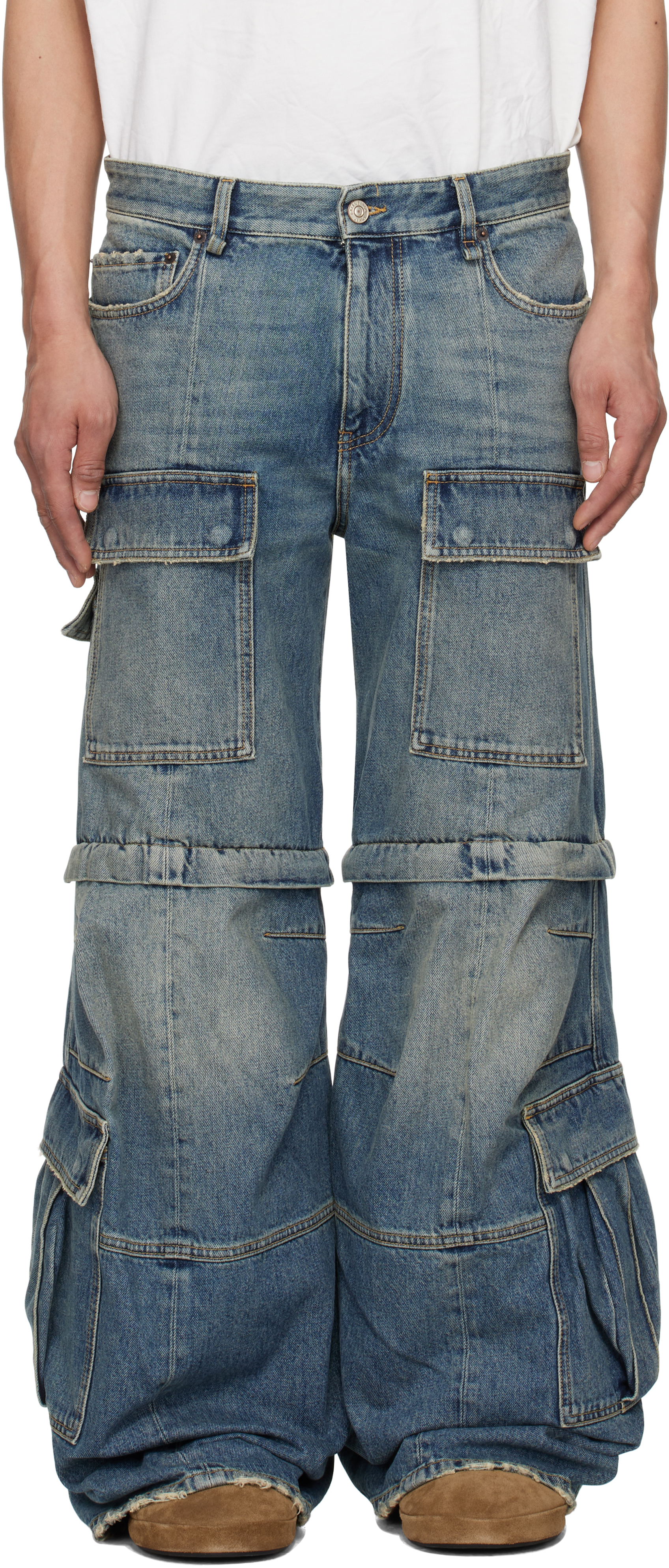 Balenciaga: Blue Flared Cargo Jeans | SSENSE