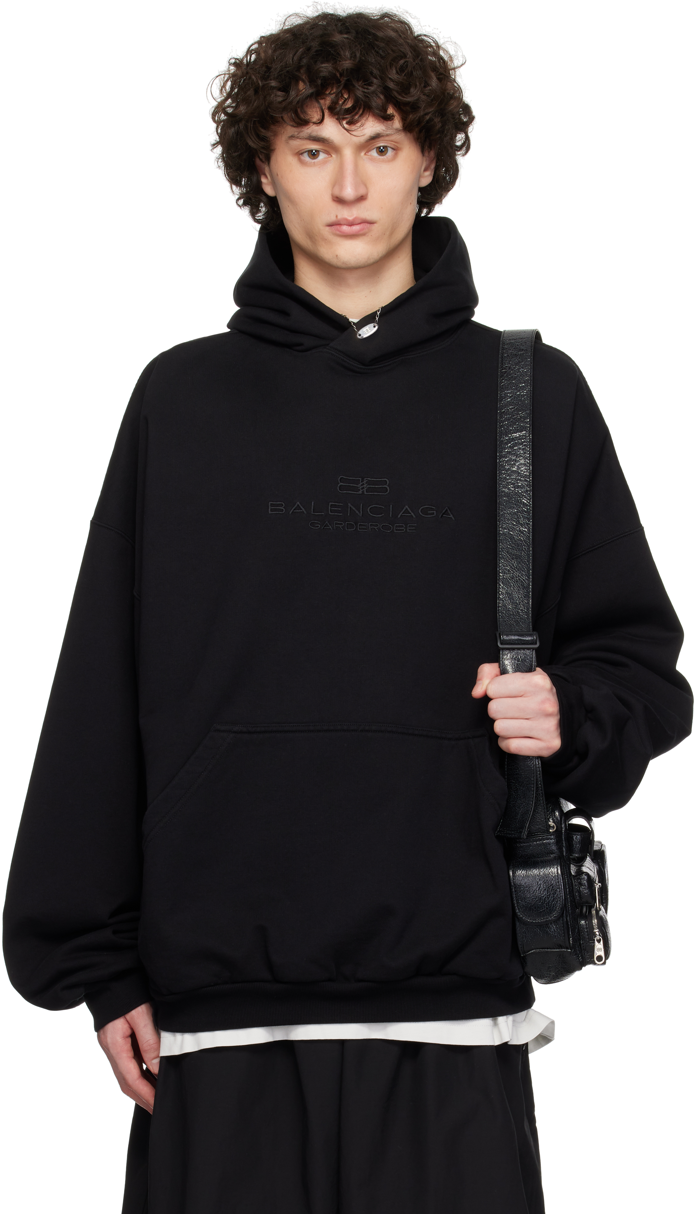 送料込+BALENCIAGA+Bb Garderobe Hoodie ラージフィット Men's Bb Garderobe Hoodie Large Fit in Black | Balenciaga US