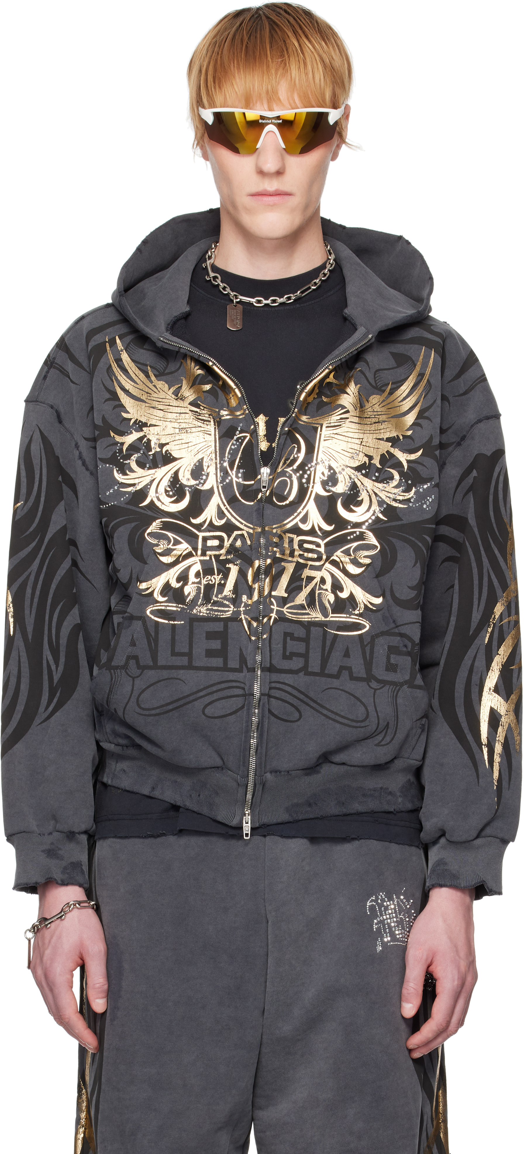 Men's Tacky Gold Zip-up Hoodie Regular Fit in Black
