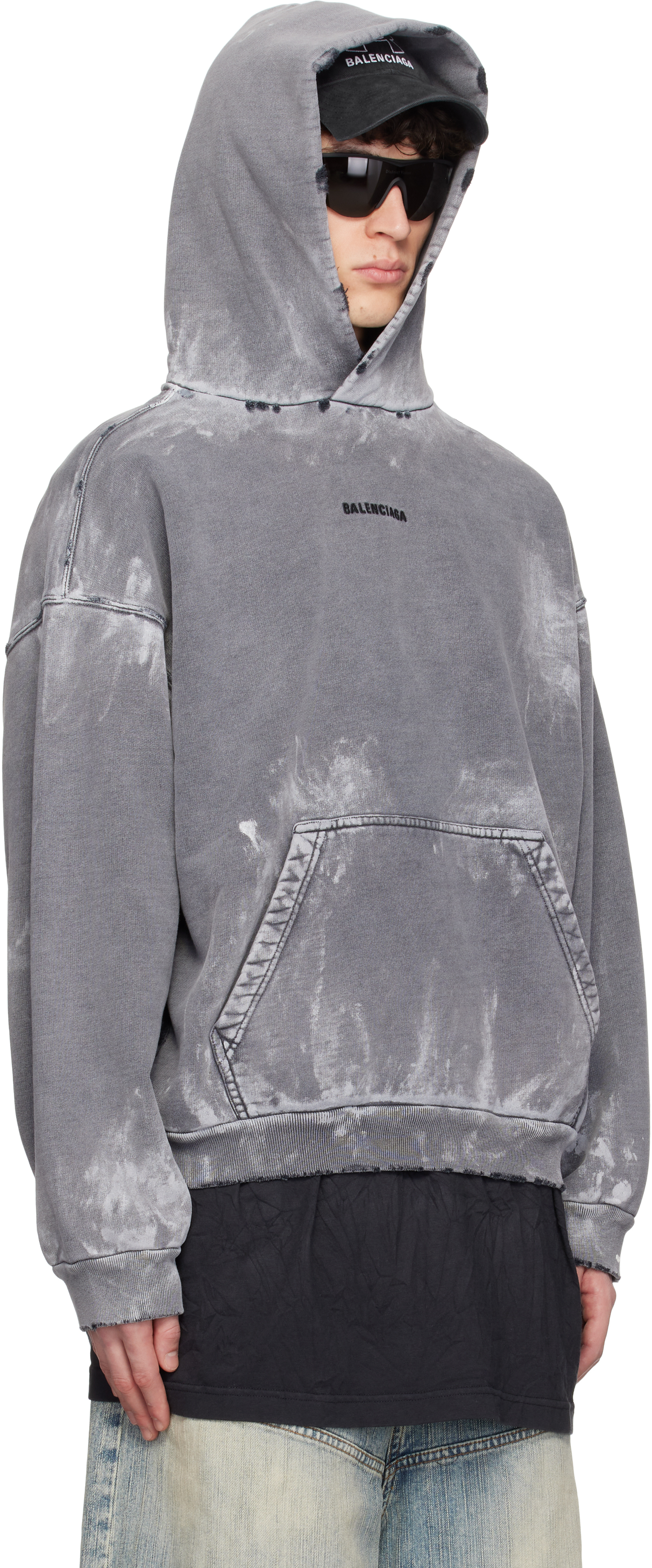 Shop Balenciaga Gray '' Back Medium Fit Hoodie In 8499