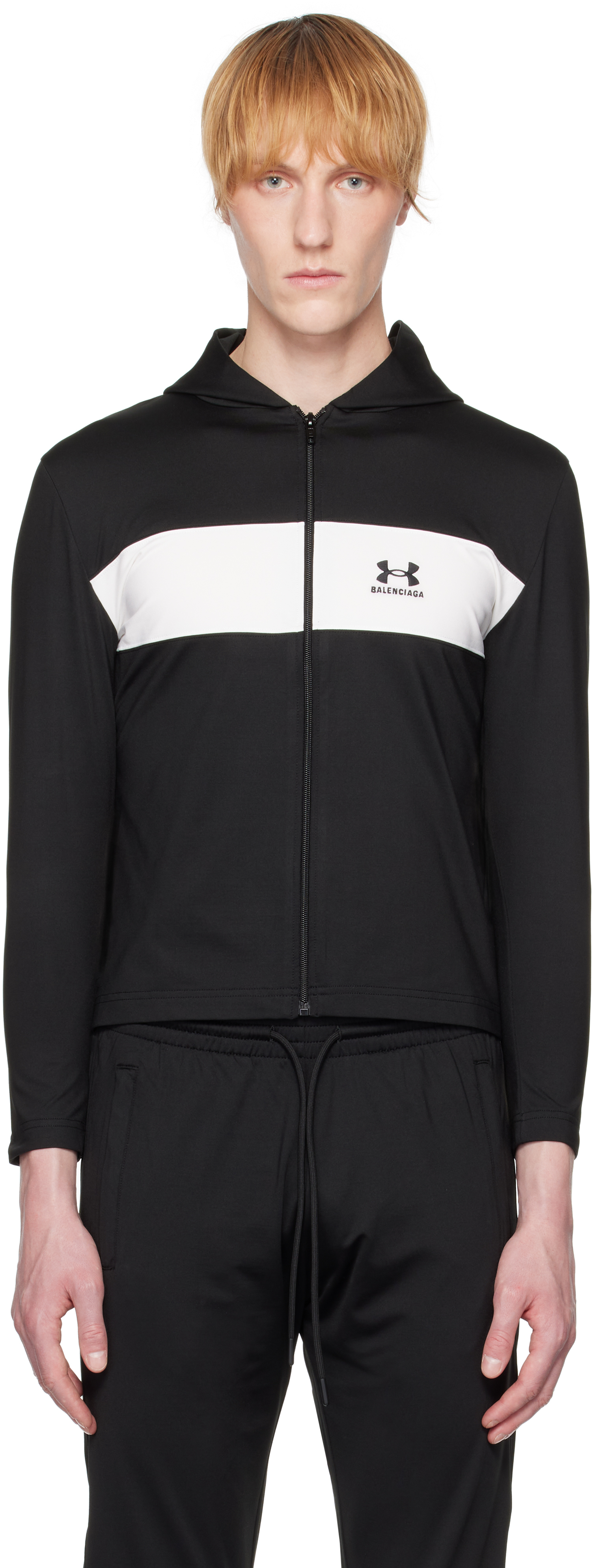 Shop Balenciaga Black Under Armour Edition Sweatsuit Hoodie In 8482
