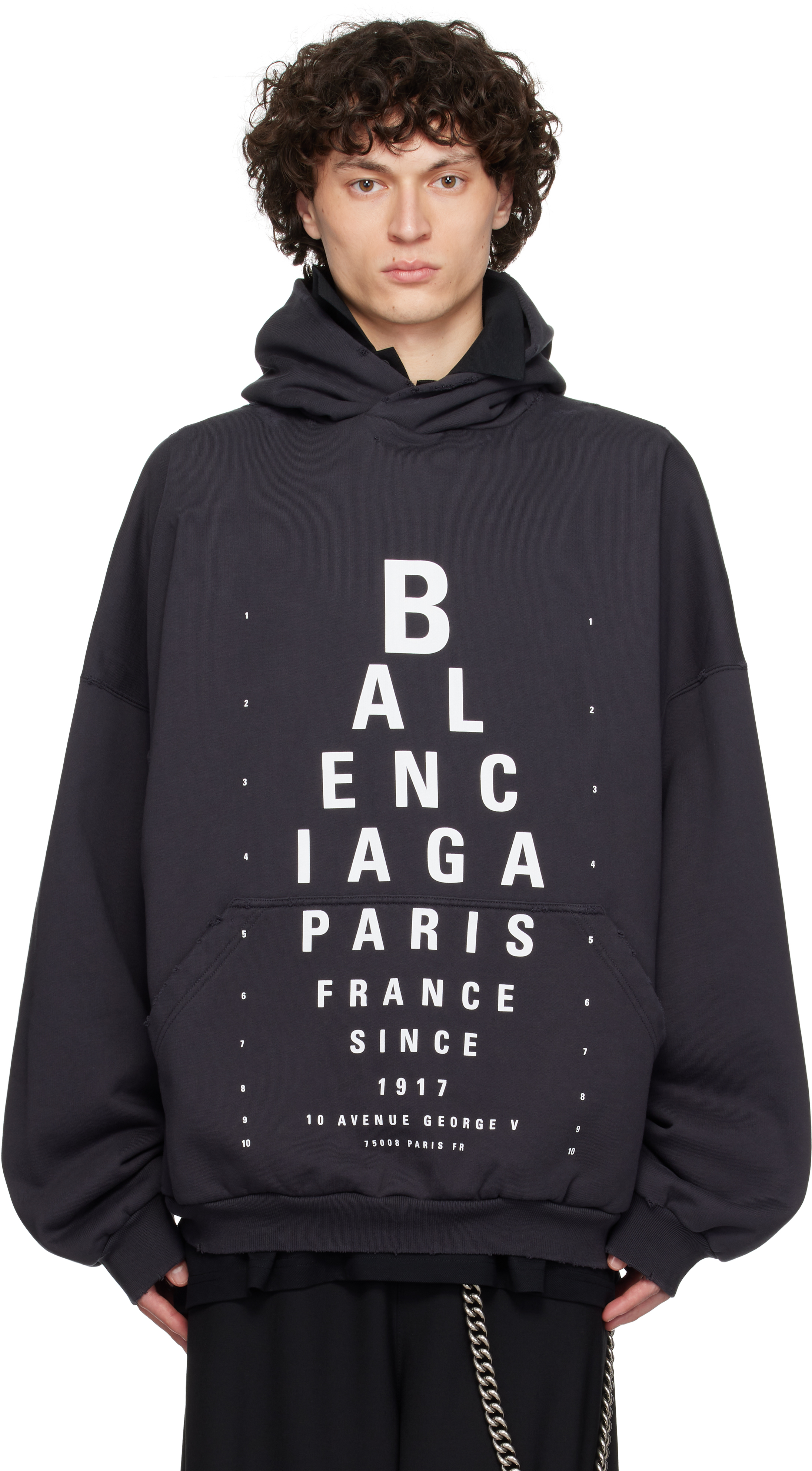 Black Optical Large Fit Hoodie