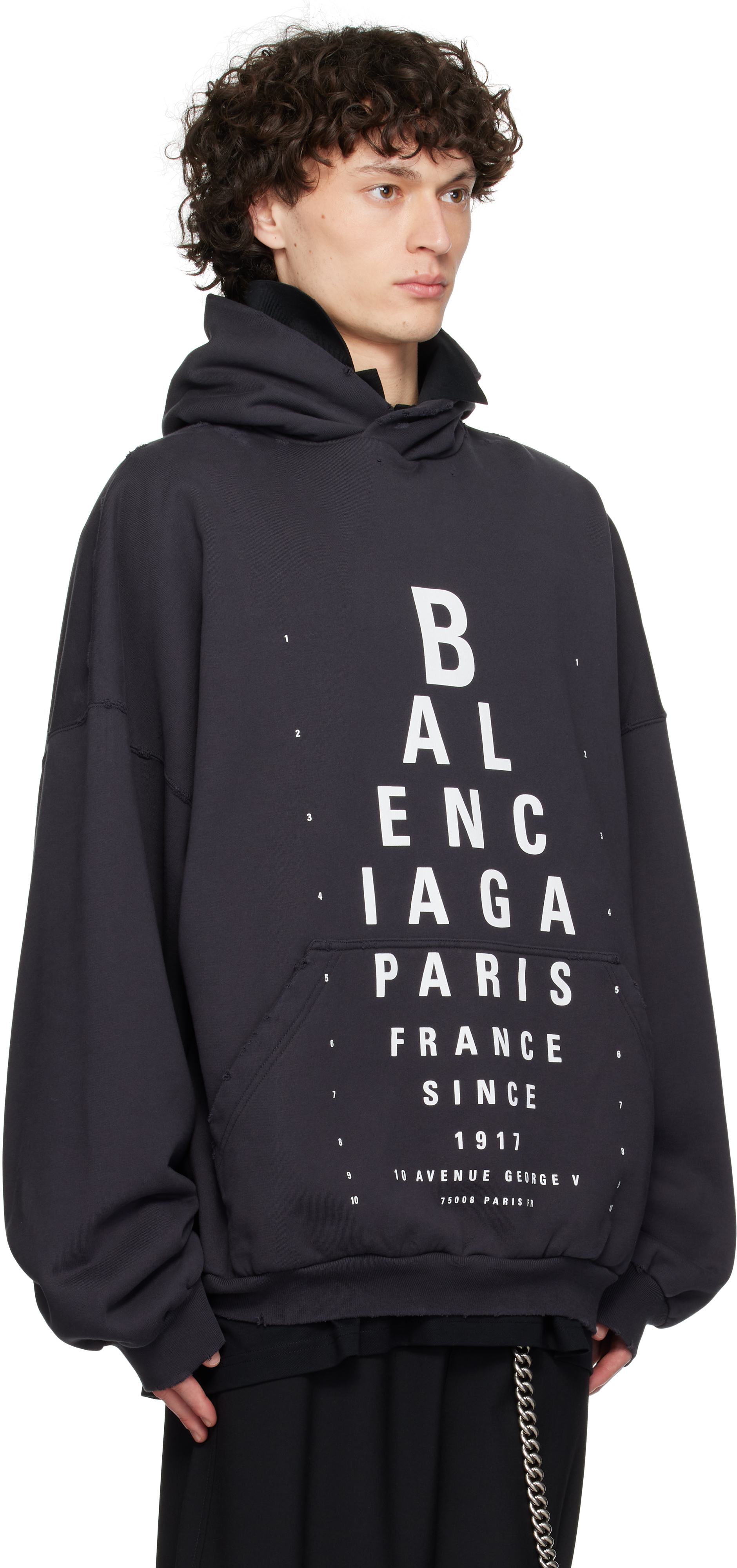 Balenciaga Black Optical Hoodie Large Fit Hoodie In 9034