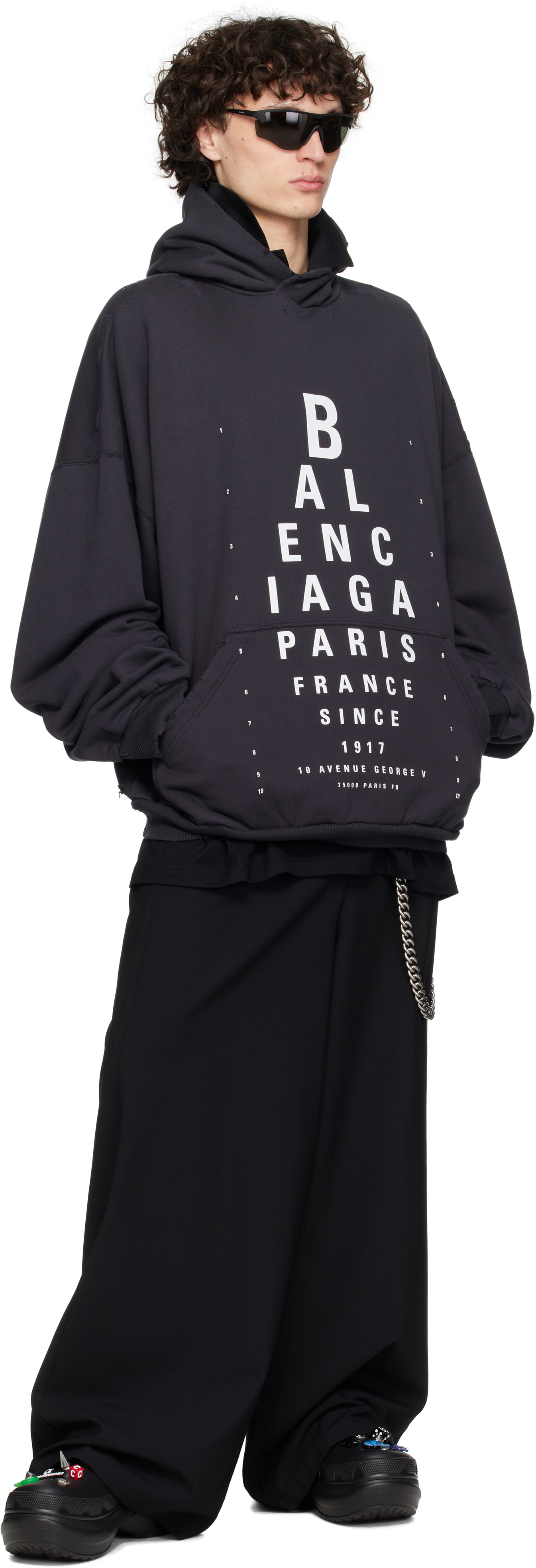 Balenciaga Black Optical Hoodie Large Fit Hoodie In 9034