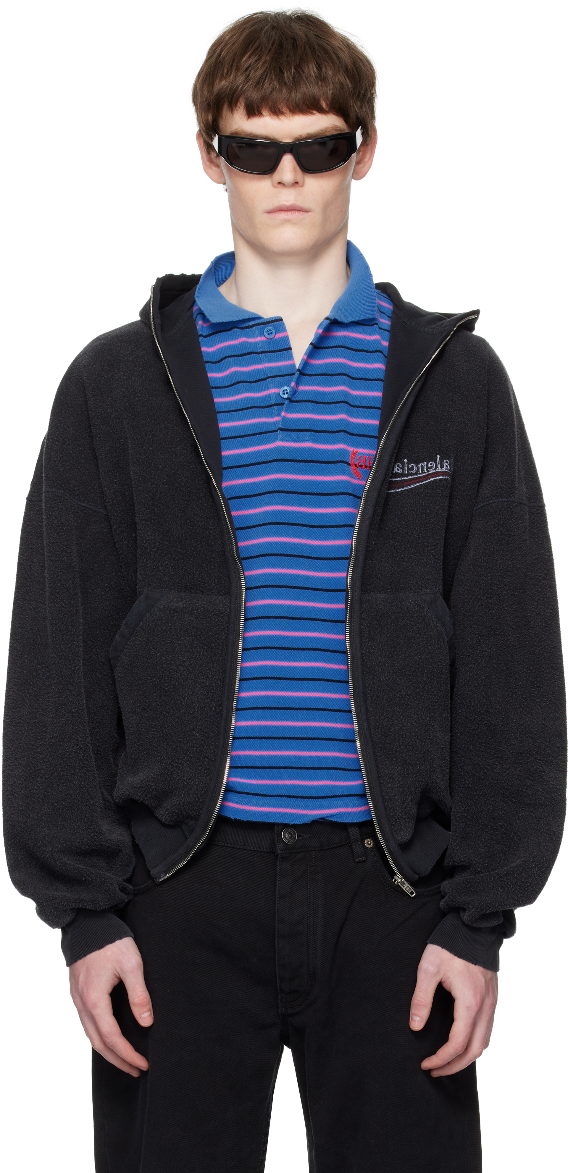Black Political Campaign Inside-Out Zip-Up Hoodie