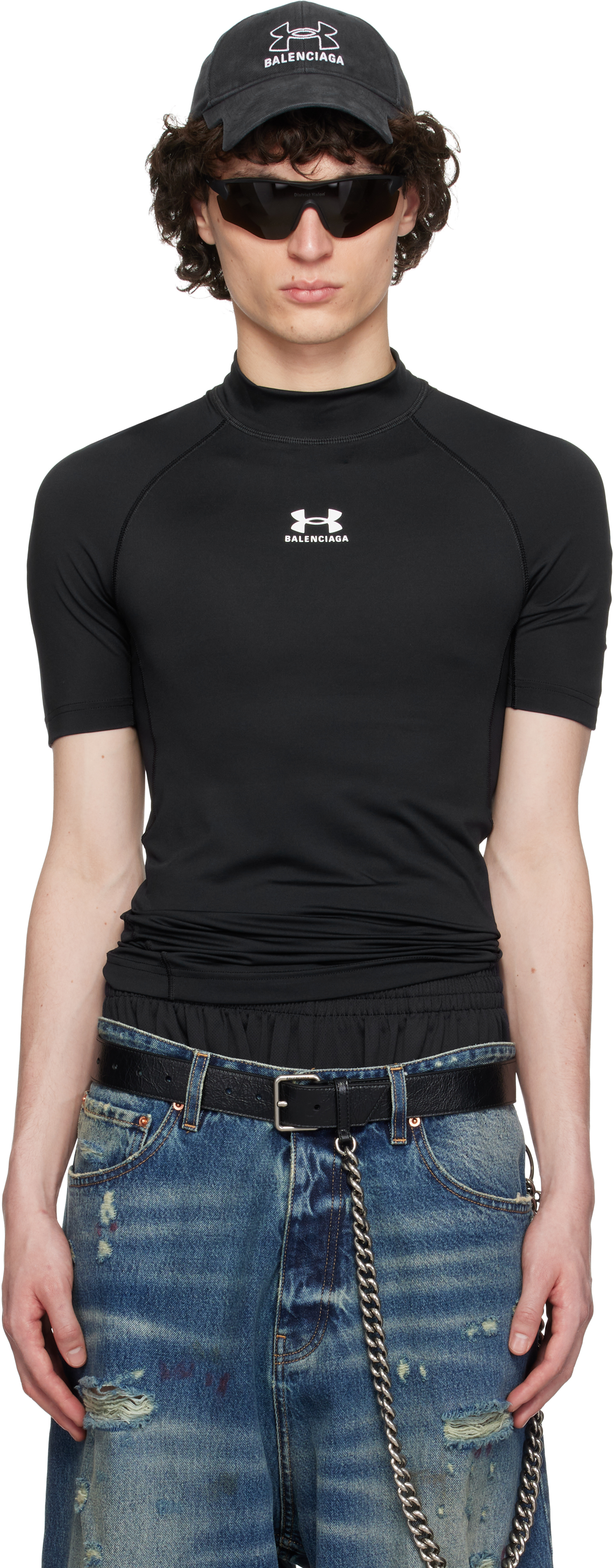 【BALENCIAGA】ブラック Under Armourエディション Tシャツ Black Under Armour Edition Mock Neck T-shirt by Balenciaga