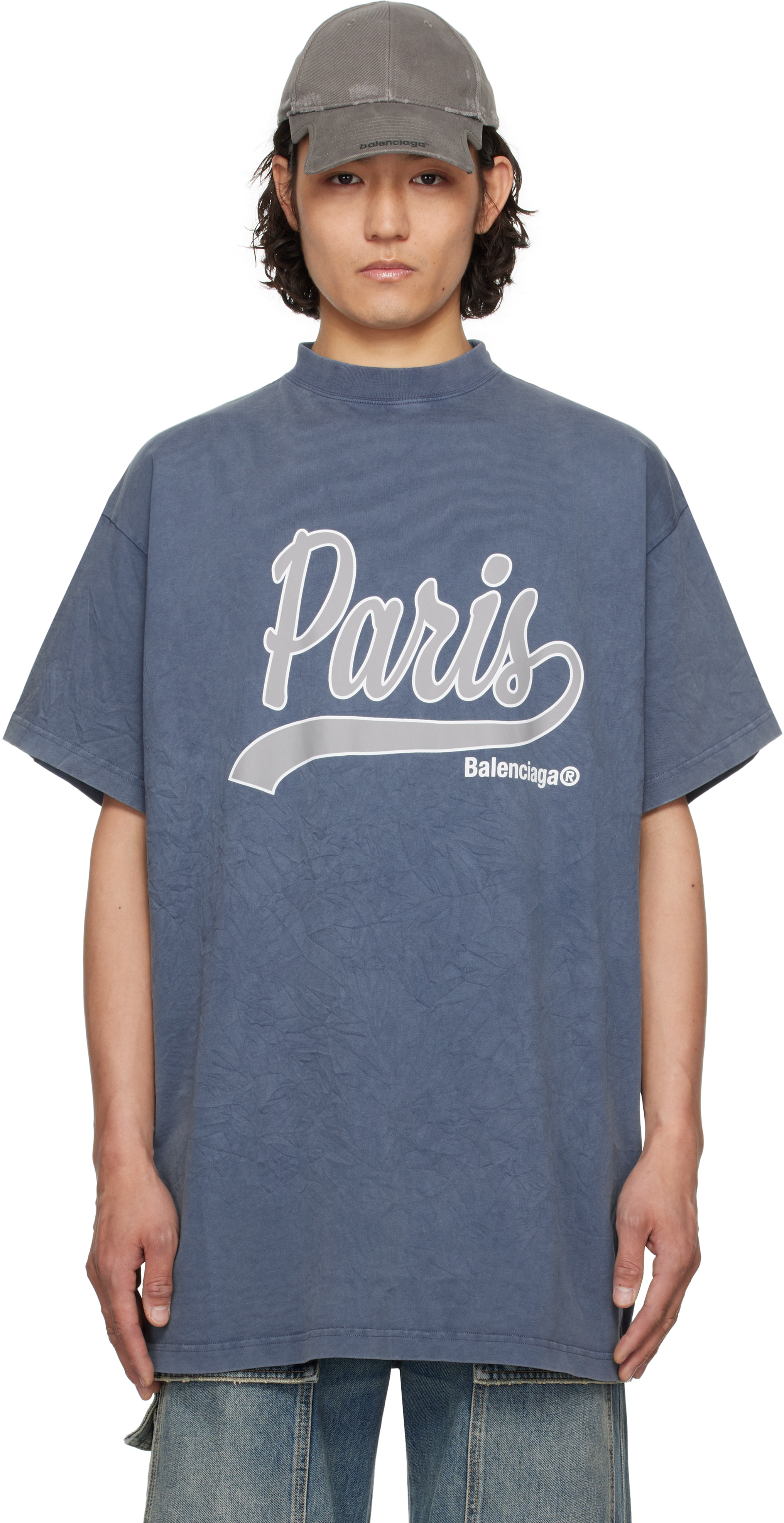 【BALENCIAGA】ブルー Enjoy 'Paris' Tシャツ Blue Enjoy 'Paris' T-shirt by Balenciaga on Sale