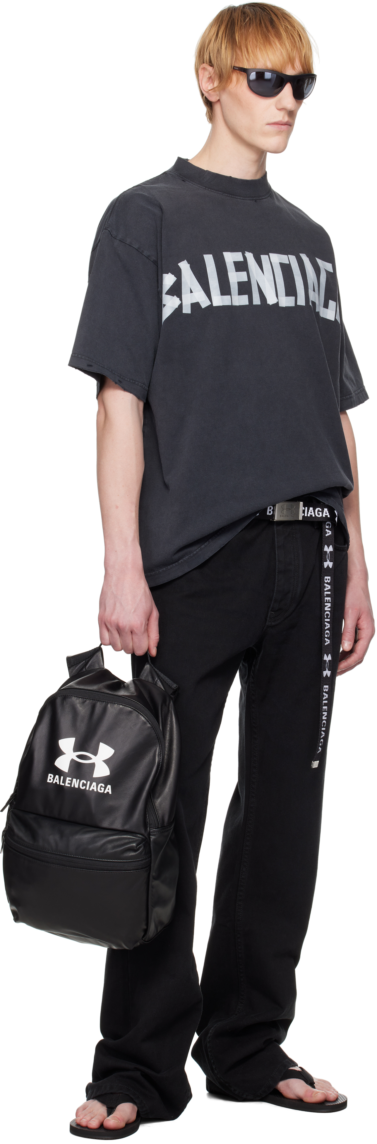 Balenciaga Black T-shirt With Lettering Logo Printed On The Front And Back In Cotton Man In 1041