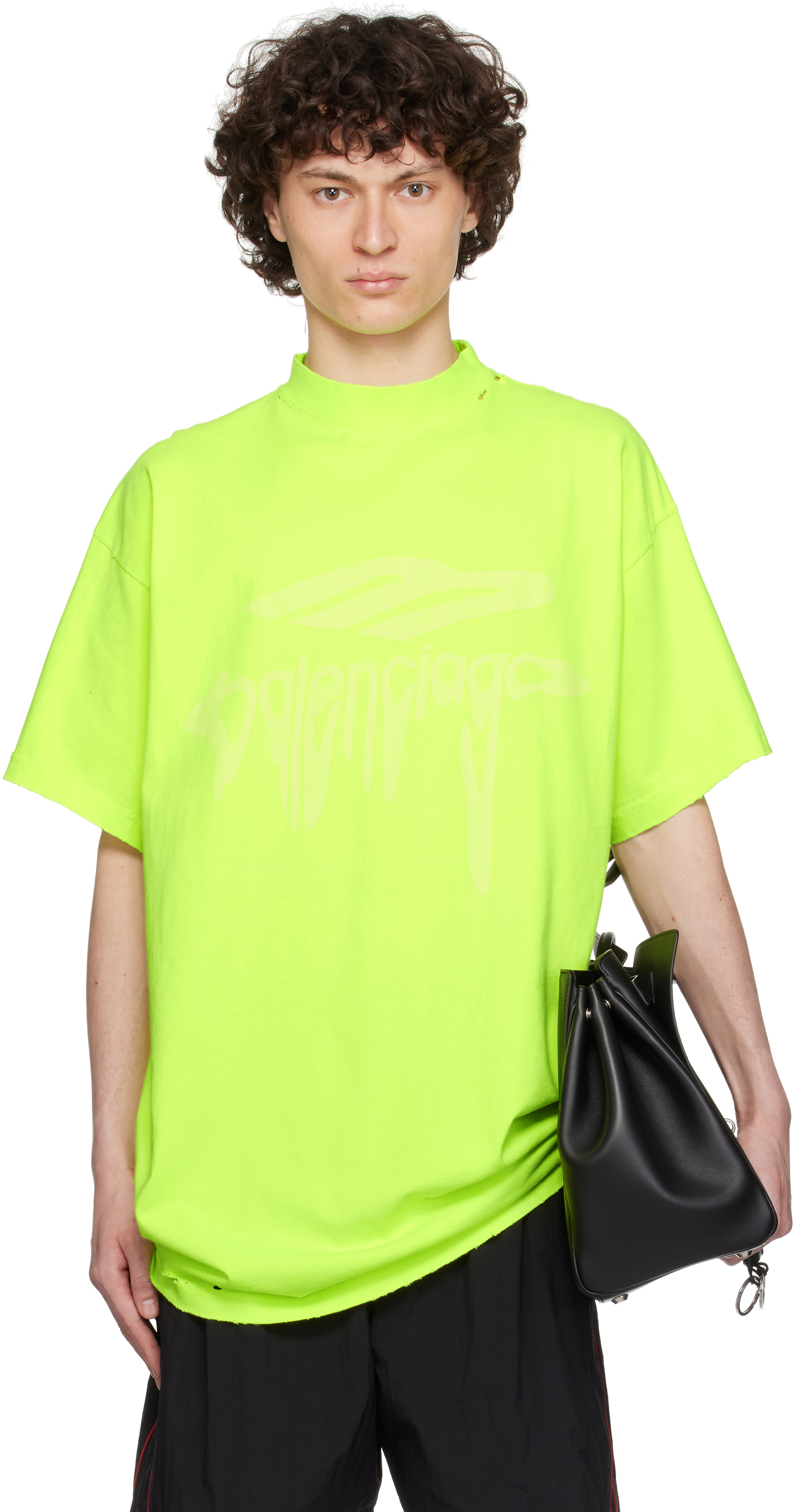 【BALENCIAGA】イエロー 3B Liquefied オーバーサイズ Tシャツ Balenciagaのイエロー 3B Liquefied オーバーサイズ Tシャツが