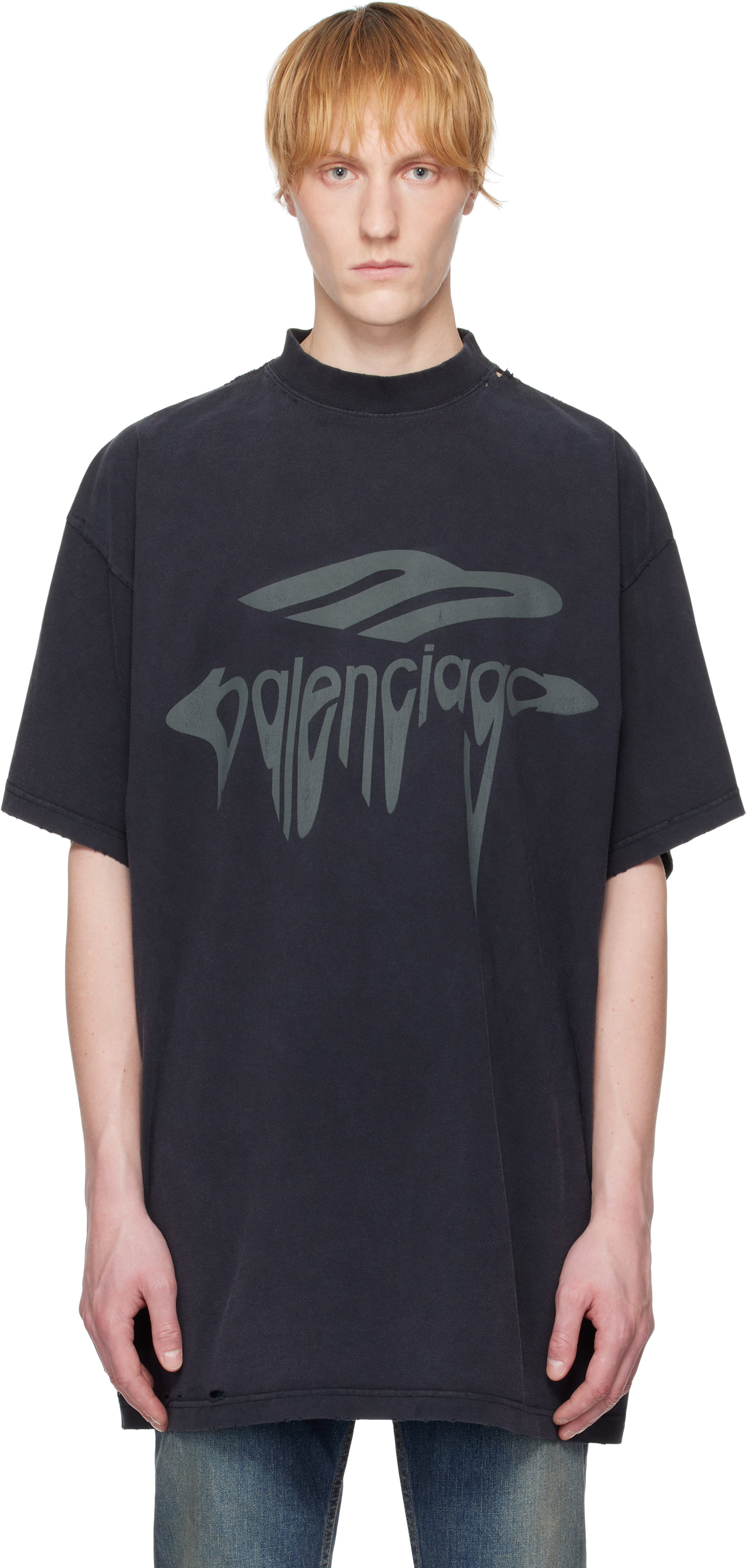 Balenciaga 3d Liquified Effect Cotton T-shirt In 1013