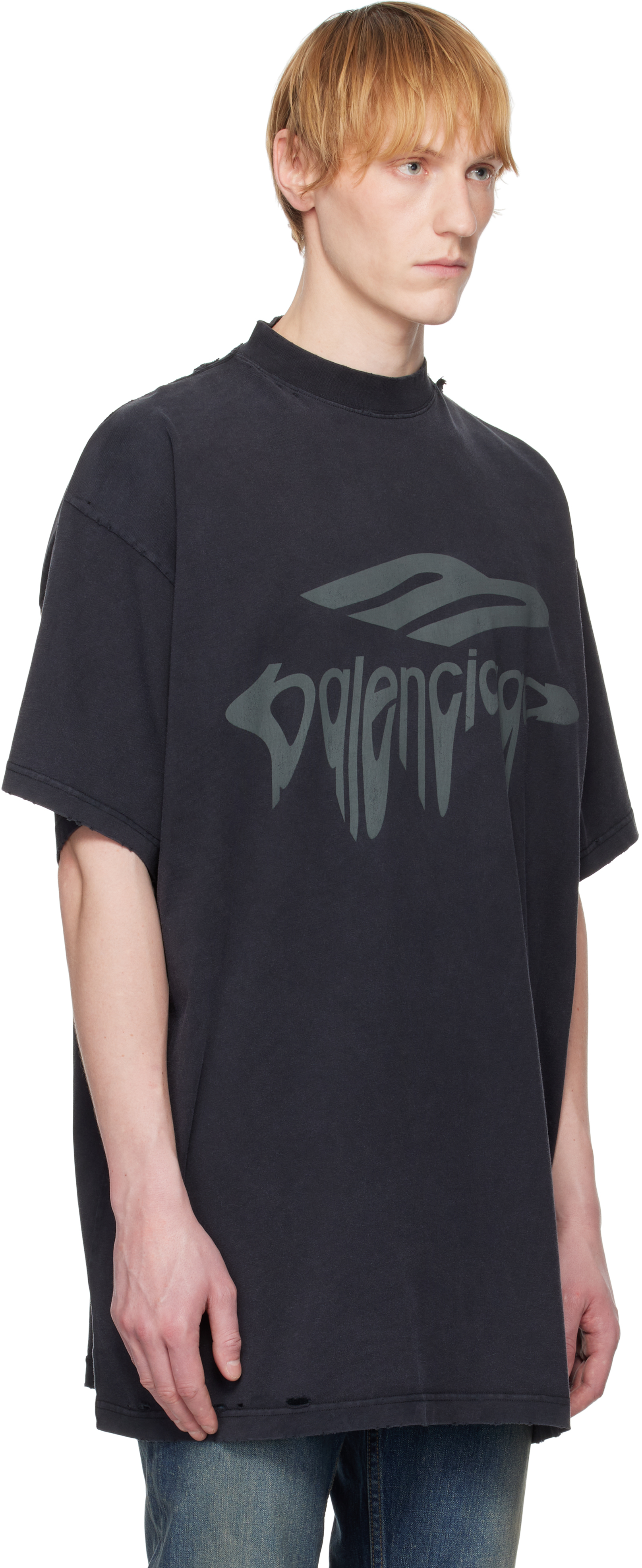 Balenciaga 3d Liquified Effect Cotton T-shirt In 1013
