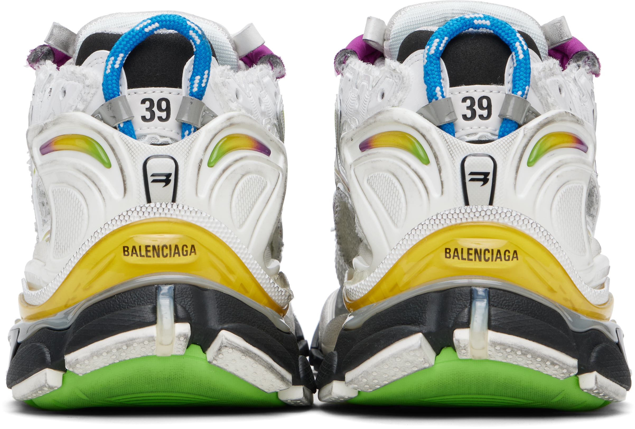 Balenciaga Men White Gradient Runner Sneakers In 9800