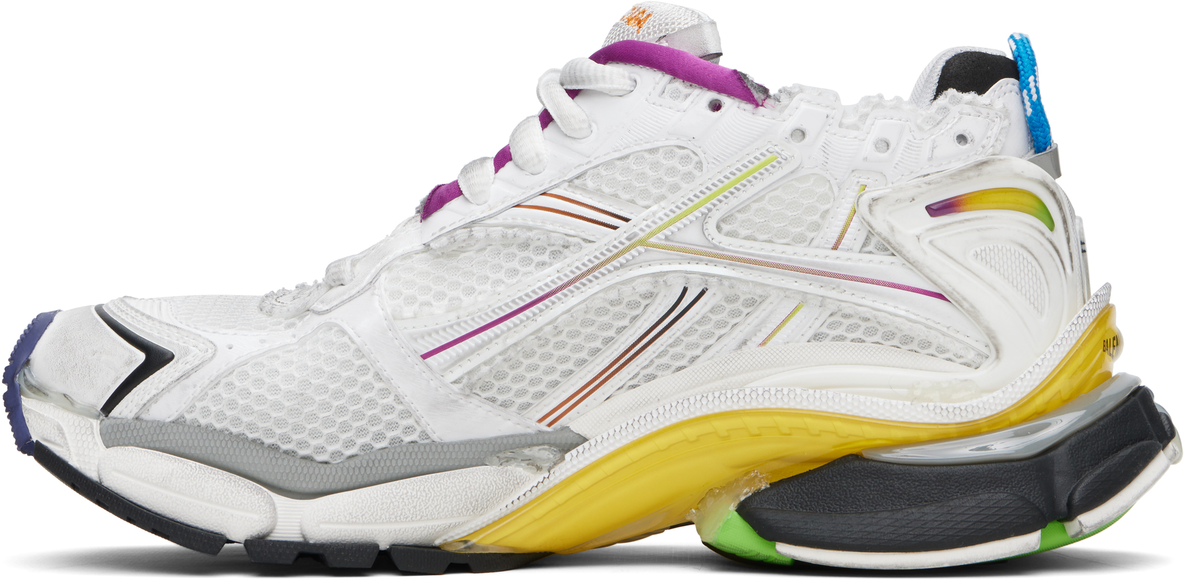 Balenciaga Men White Gradient Runner Sneakers In 9800