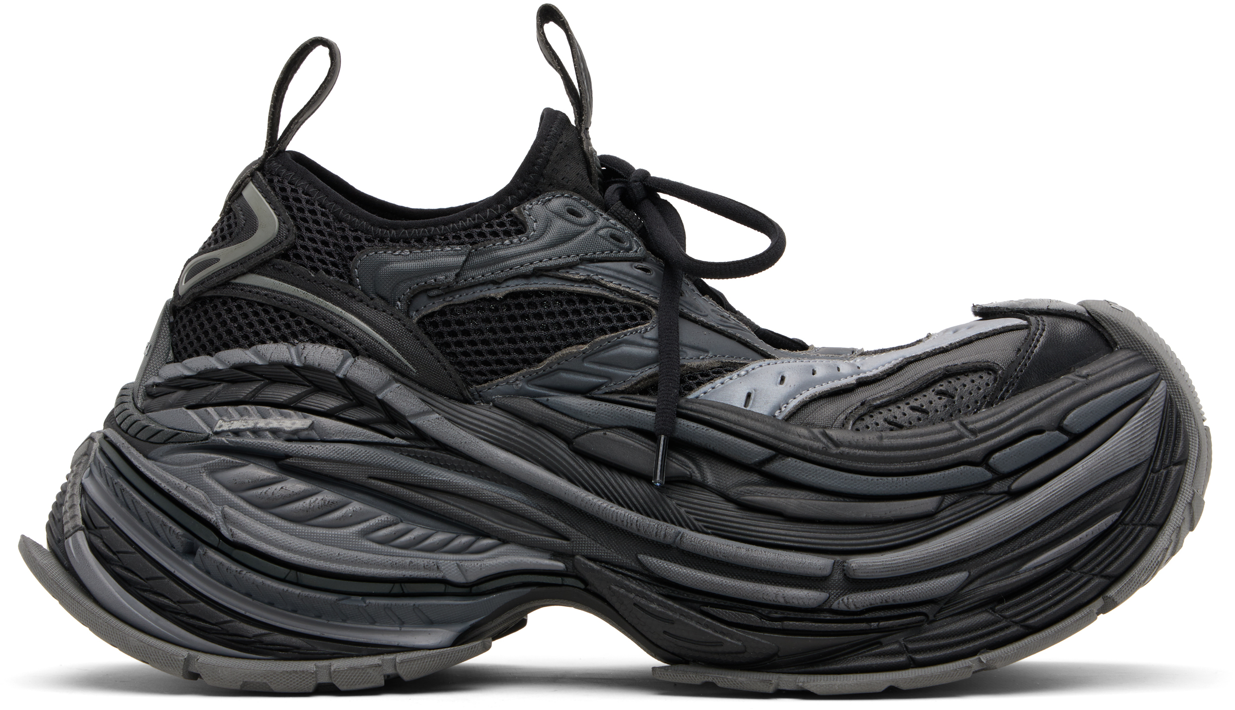 Balenciaga: ブラック＆グレー Platform Reduced スニーカー