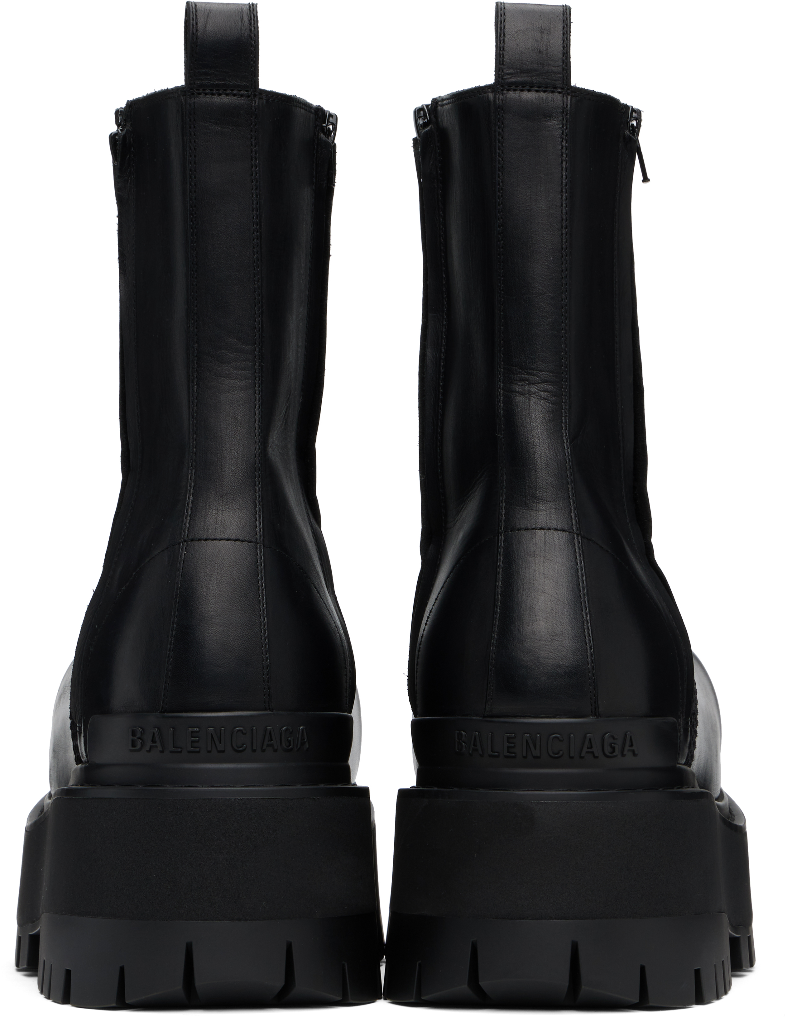 Balenciaga Black Ankle Boots With Logo Plaque On The Front And Side Zips In Leather Man In 1000