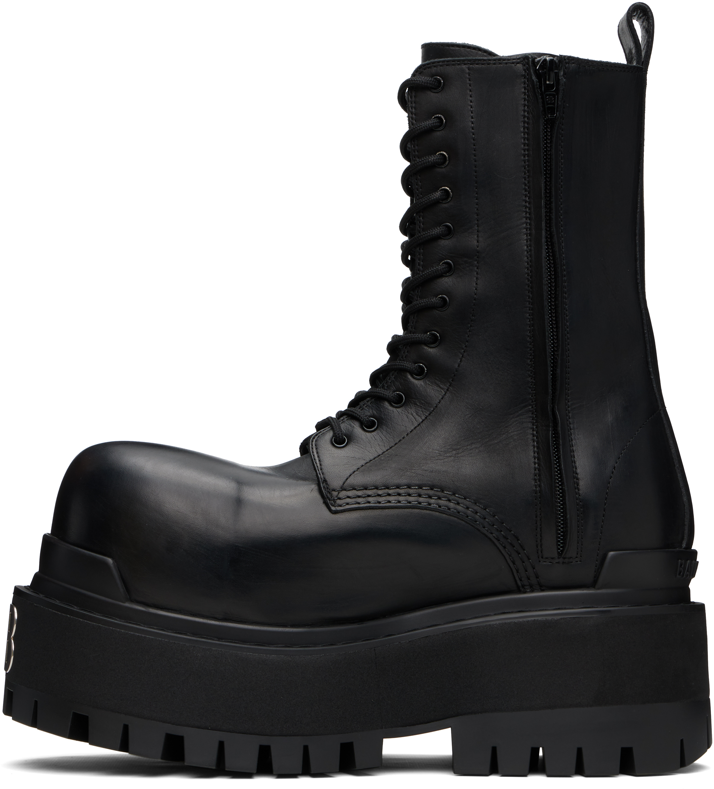 Balenciaga Black Ankle Boots With Logo Plaque On The Front And Side Zips In Leather Man In 1000