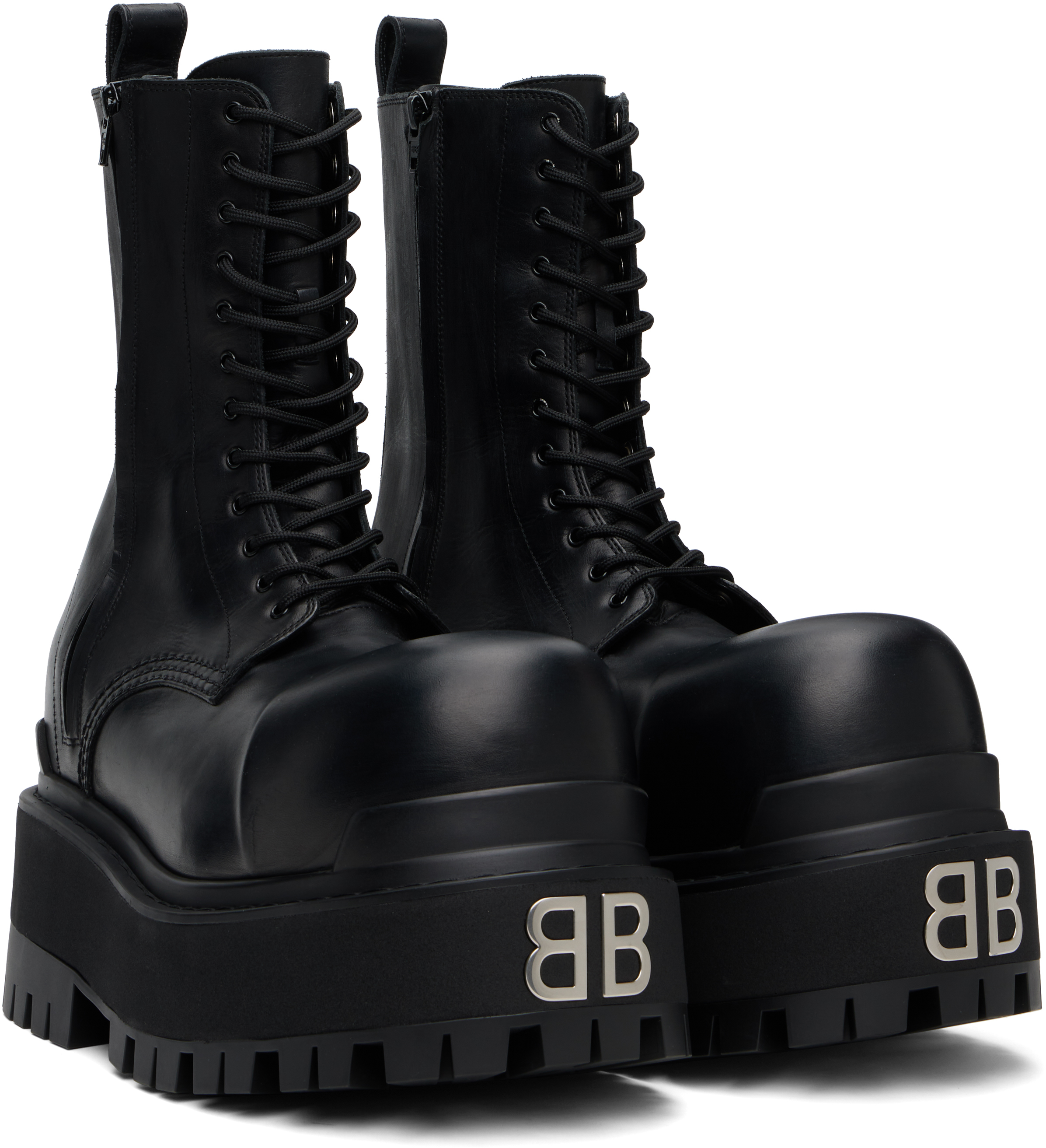 Balenciaga Black Ankle Boots With Logo Plaque On The Front And Side Zips In Leather Man In 1000