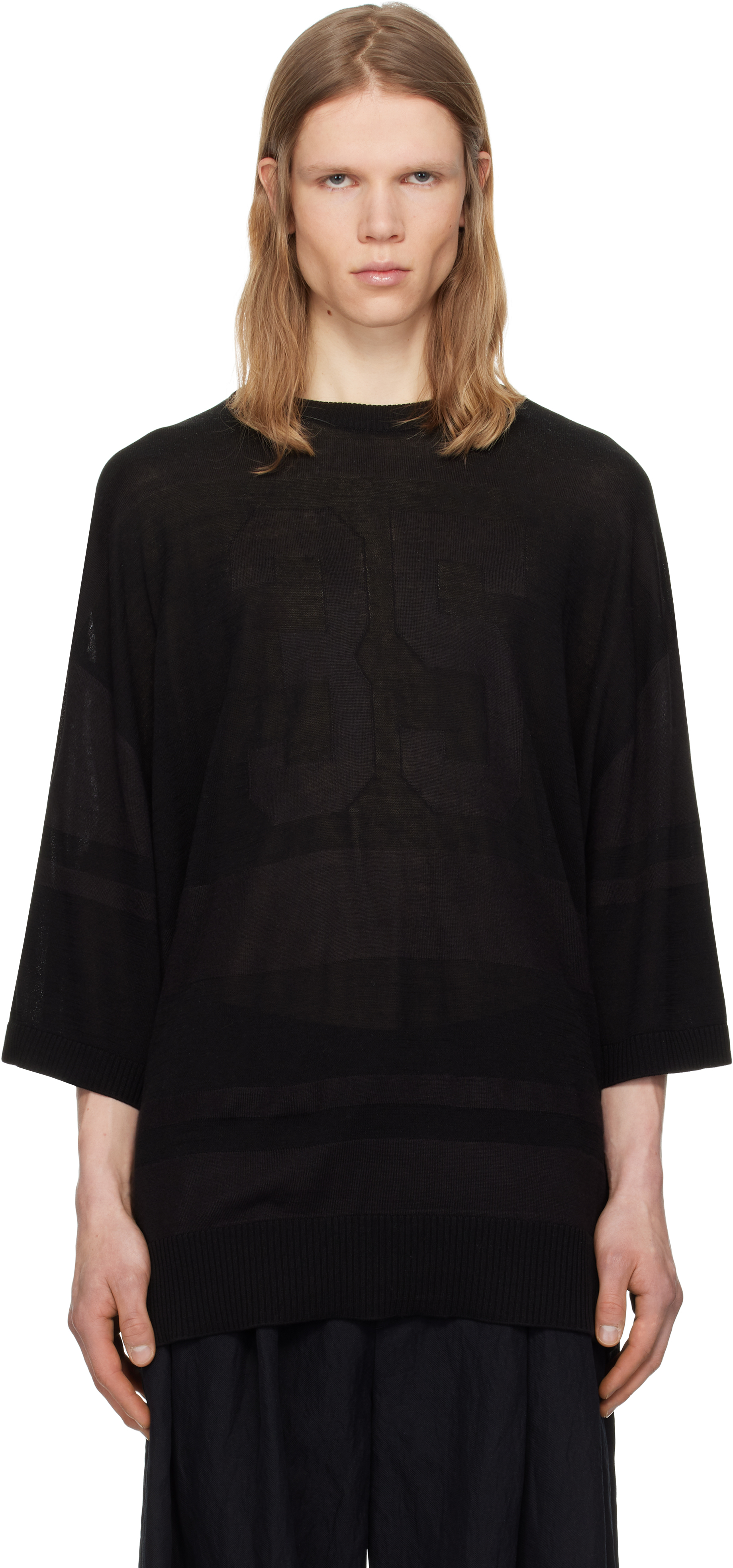 Juun. J Black Stripe Rugby T-shirt