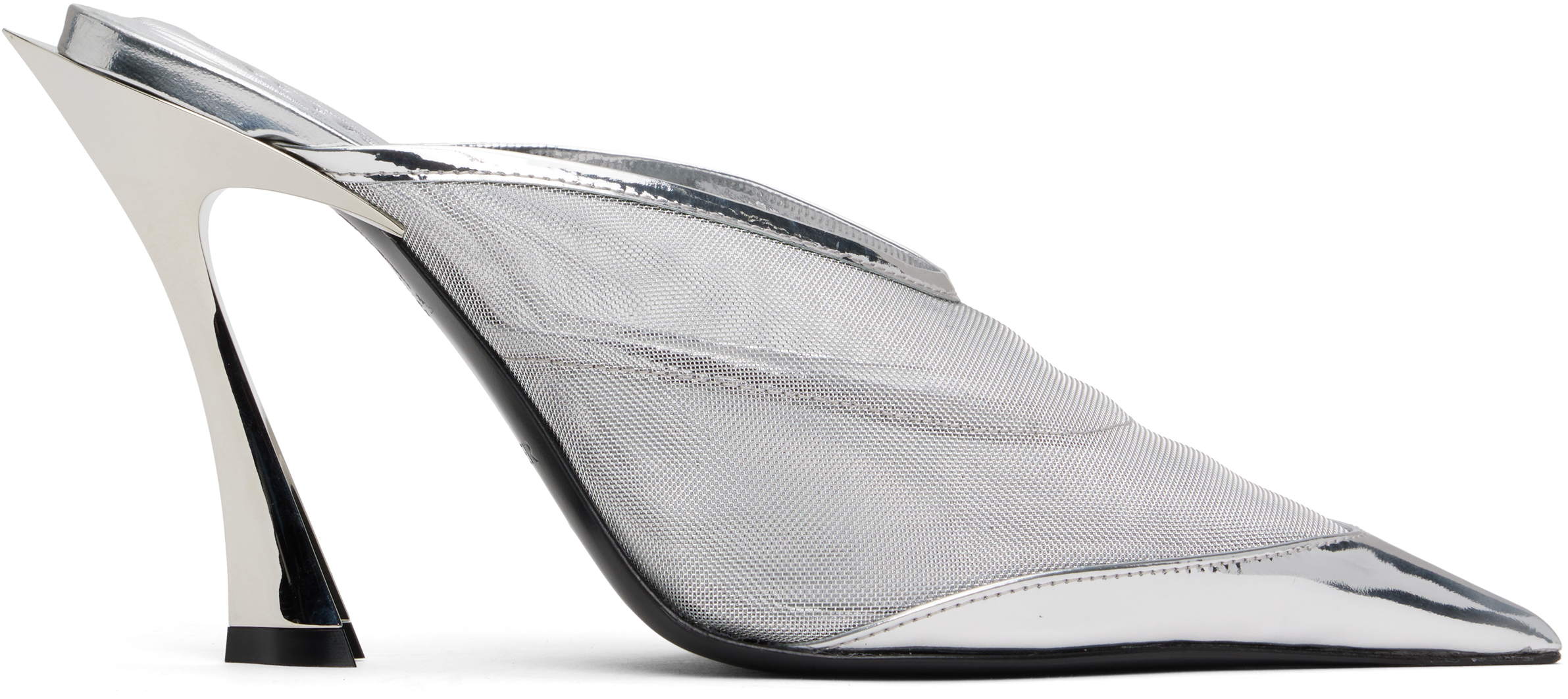 【関税込み】Mugler シルバー Fang 95 メッシュ ヒール Muglerのシルバー Fang 95 メッシュ ヒールがセール中