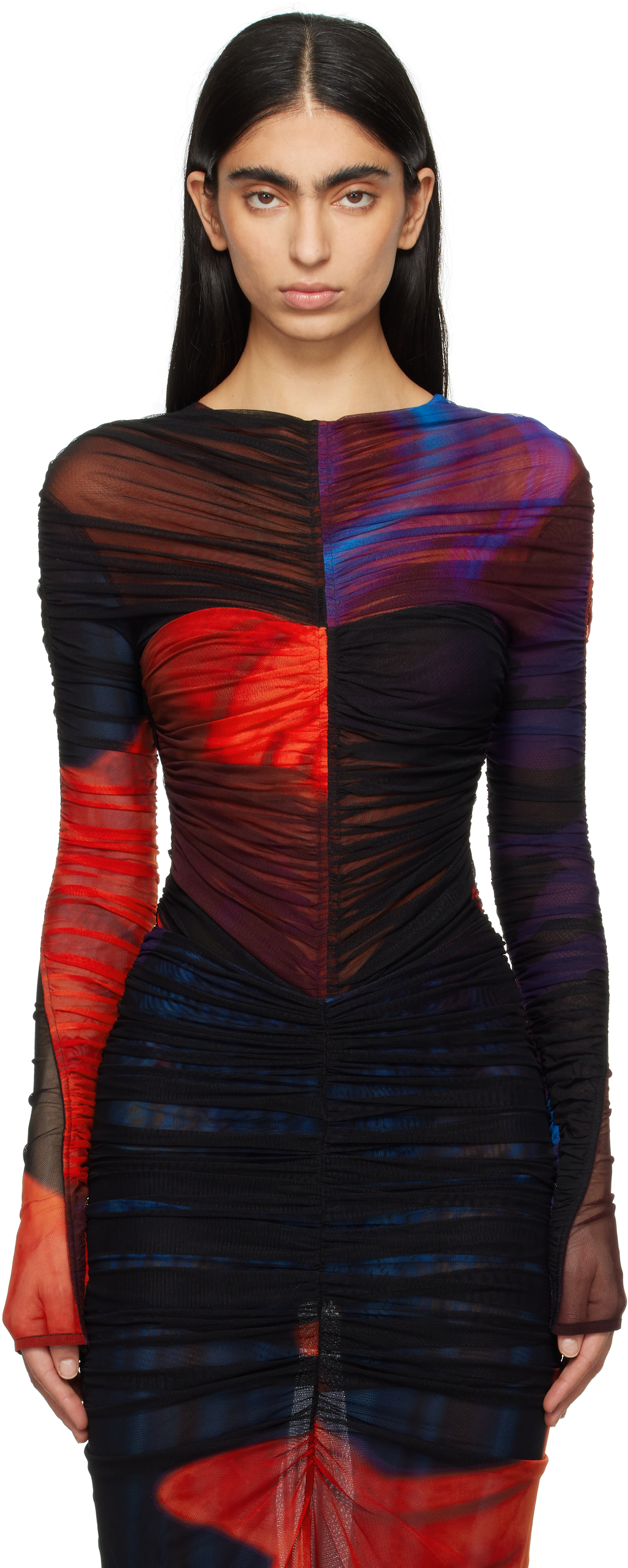 AGOLDE ブラック Hilma ボディスーツ オフショルダー　ssense AGOLDE Hilma One-Shoulder Ruched Recycled-Jersey Bodysuit in