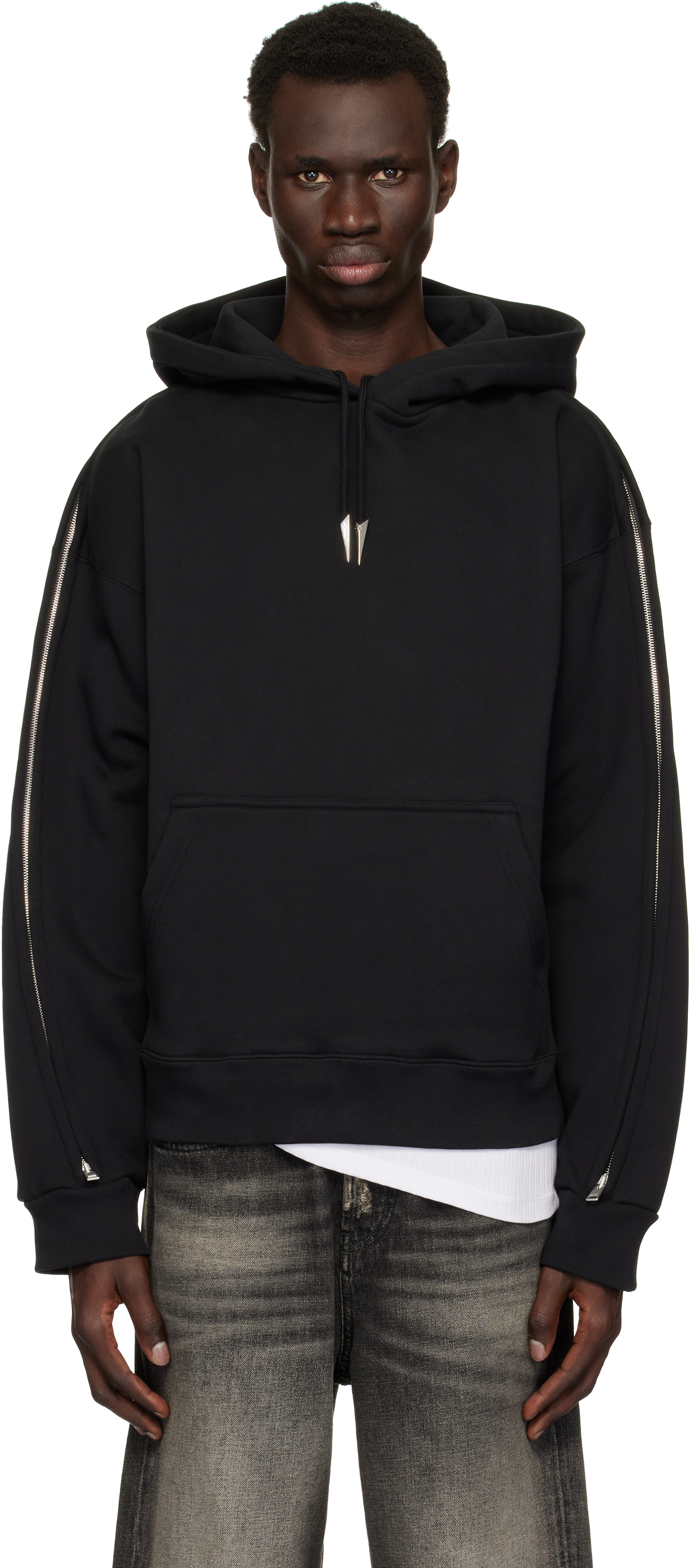 【関税込み】Mugler ブラック Zipped Sleeves フーディ Black Zipped Sleeves Hoodie by Mugler on Sale