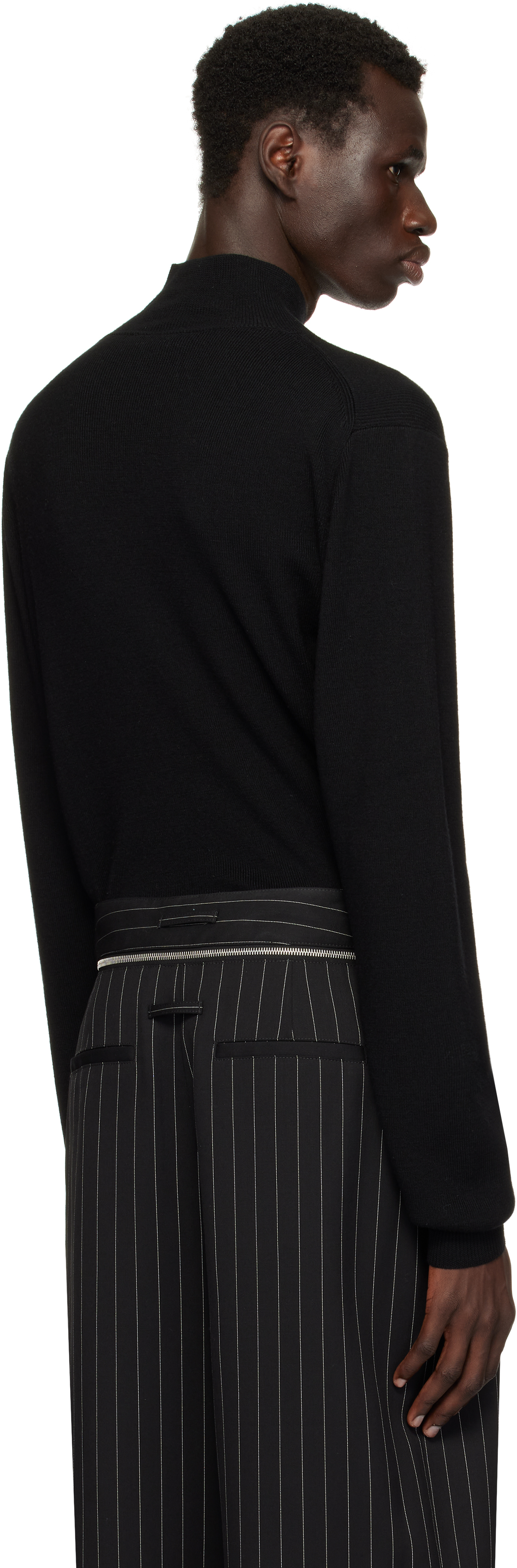 Mugler Black Cut-out Knit Turtleneck In 1999
