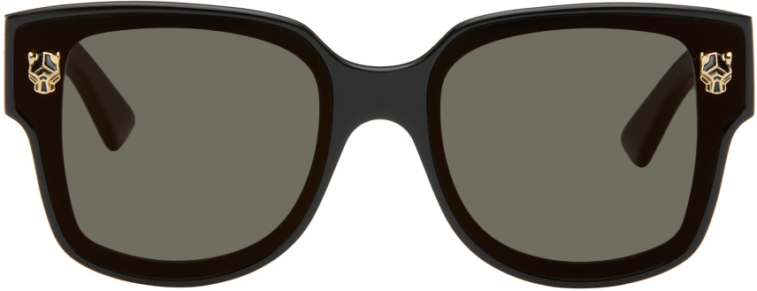 【Cartier】Panthere Wayfarerアセテート サングラス☆残り僅か Cartier: Black Panthère Wayfarer Acetate Sunglasses | SSENSE