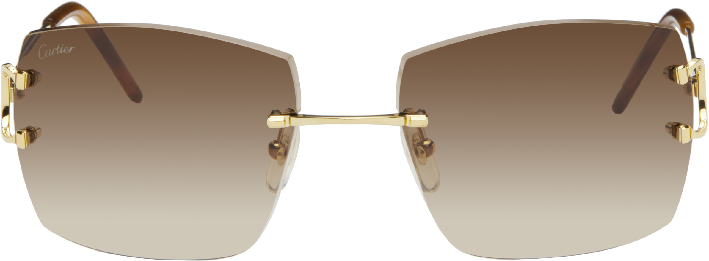 Gold Rimless Square Sunglasses