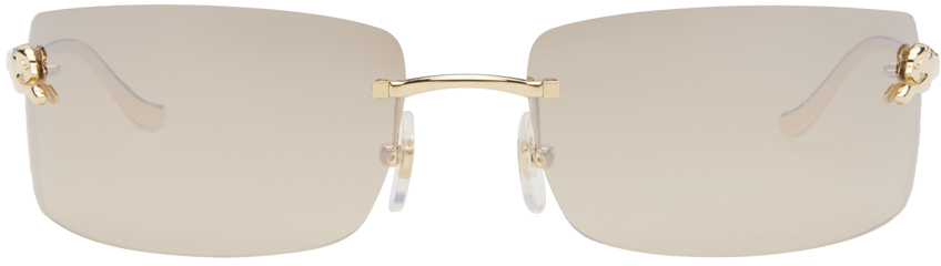 Gold 
Panthère de Cartier
 Rectangular Metal Sunglasses