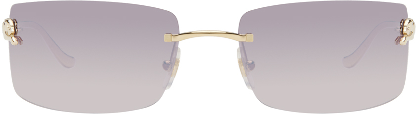 Gold 
Panthère de Cartier
 Rectangular Metal Sunglasses