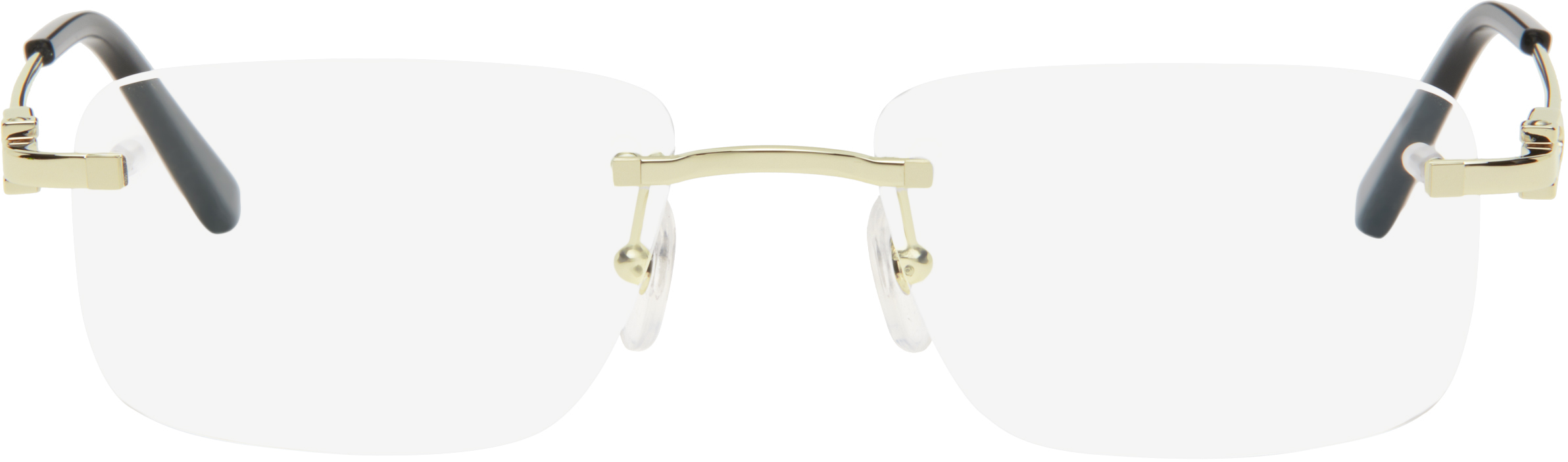 【Cartier】ゴールド Signature C メタル スクエアメガネ Cartier: ゴールド Signature C メタル スクエアメガネ | SSENSE