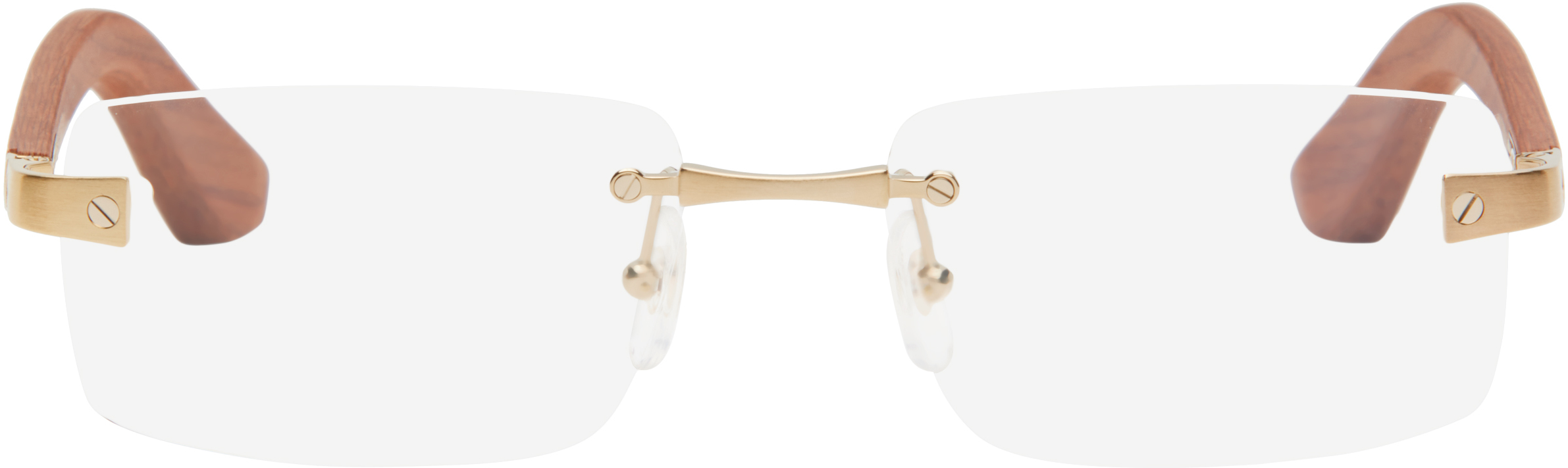 Gold & Brown 'Santos de Cartier' Optical Frame Glasses