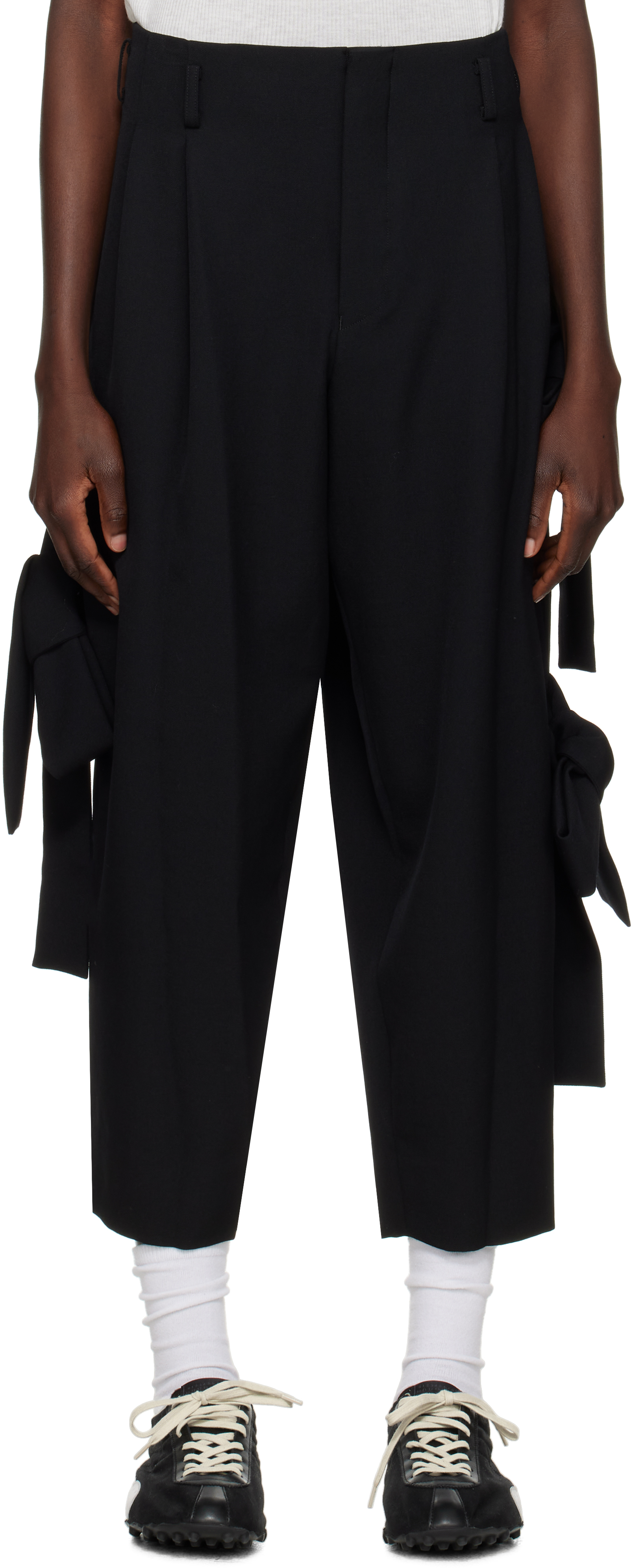 Black Wool Gabardine Trousers