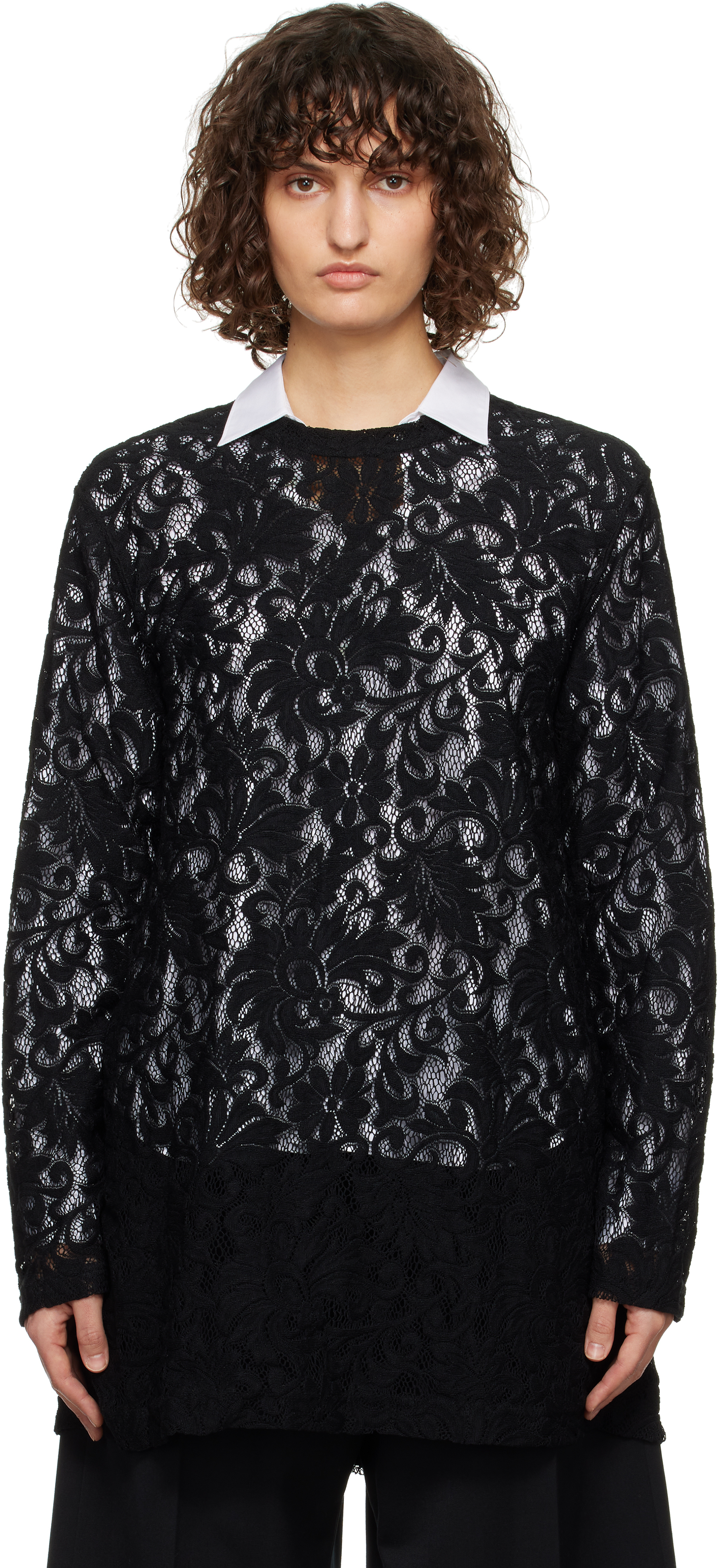 Black Raschel Lace T-shirt