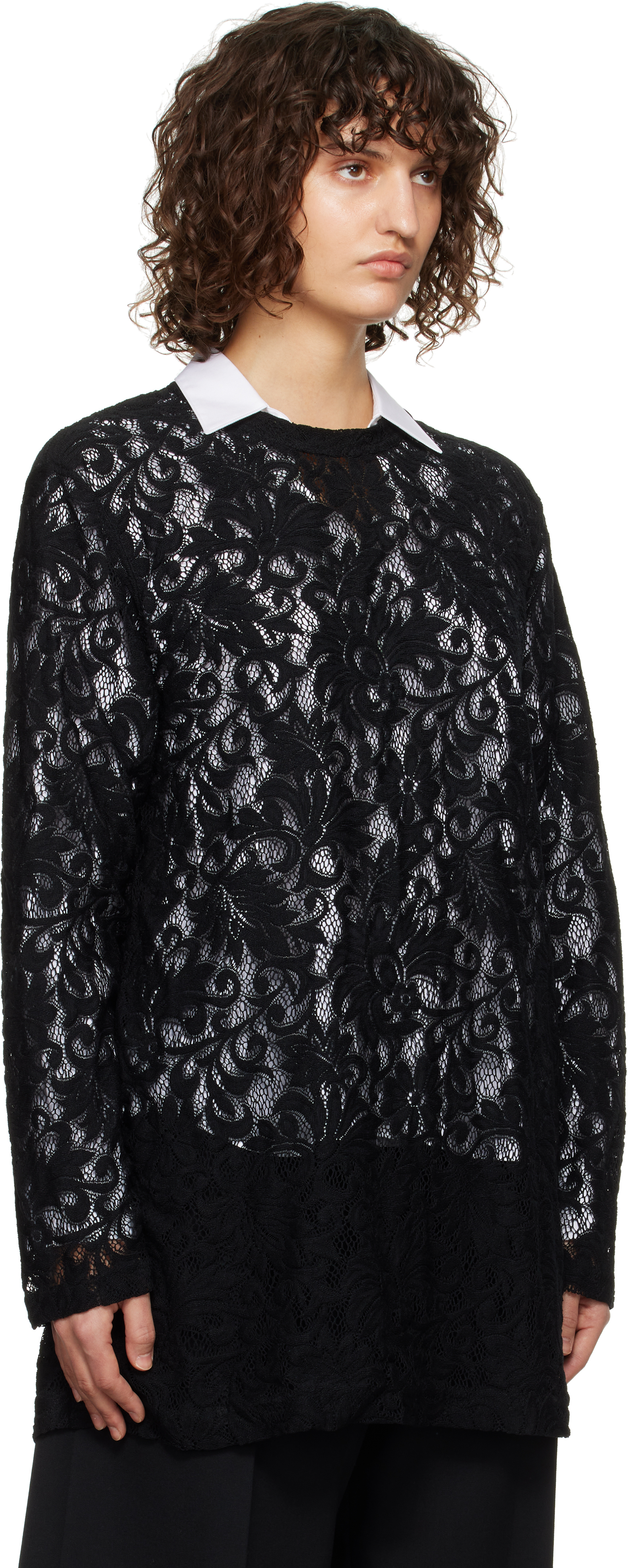 Comme Des Garçons Homme Deux Black Raschel Lace T-shirt In 1 Black
