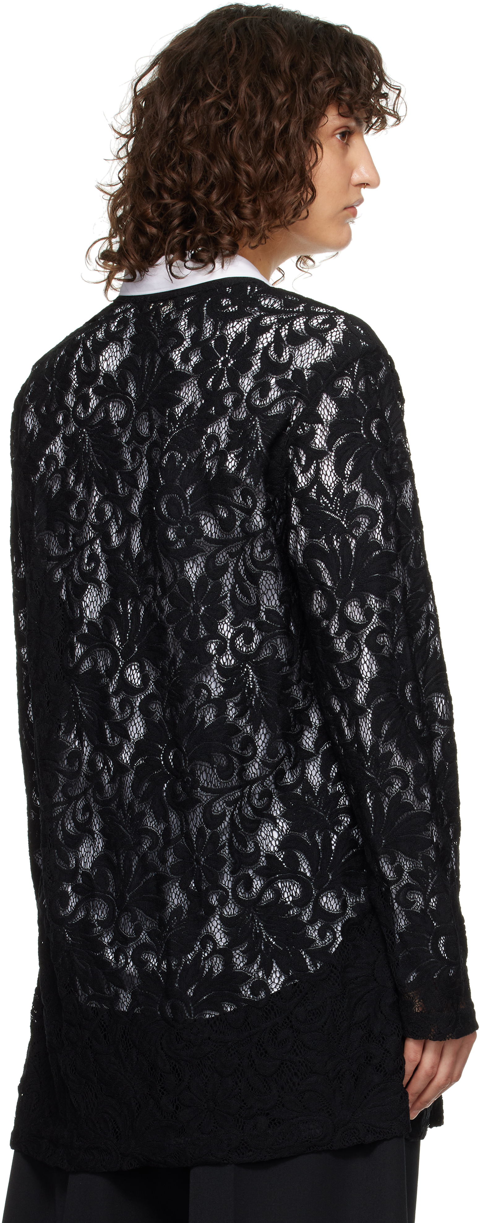 Comme Des Garçons Homme Deux Black Raschel Lace T-shirt In 1 Black