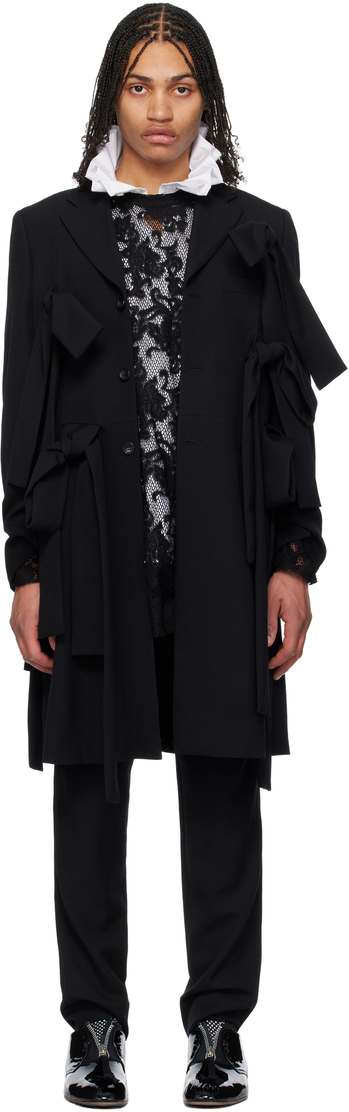 Black Wool Gabardine Coat