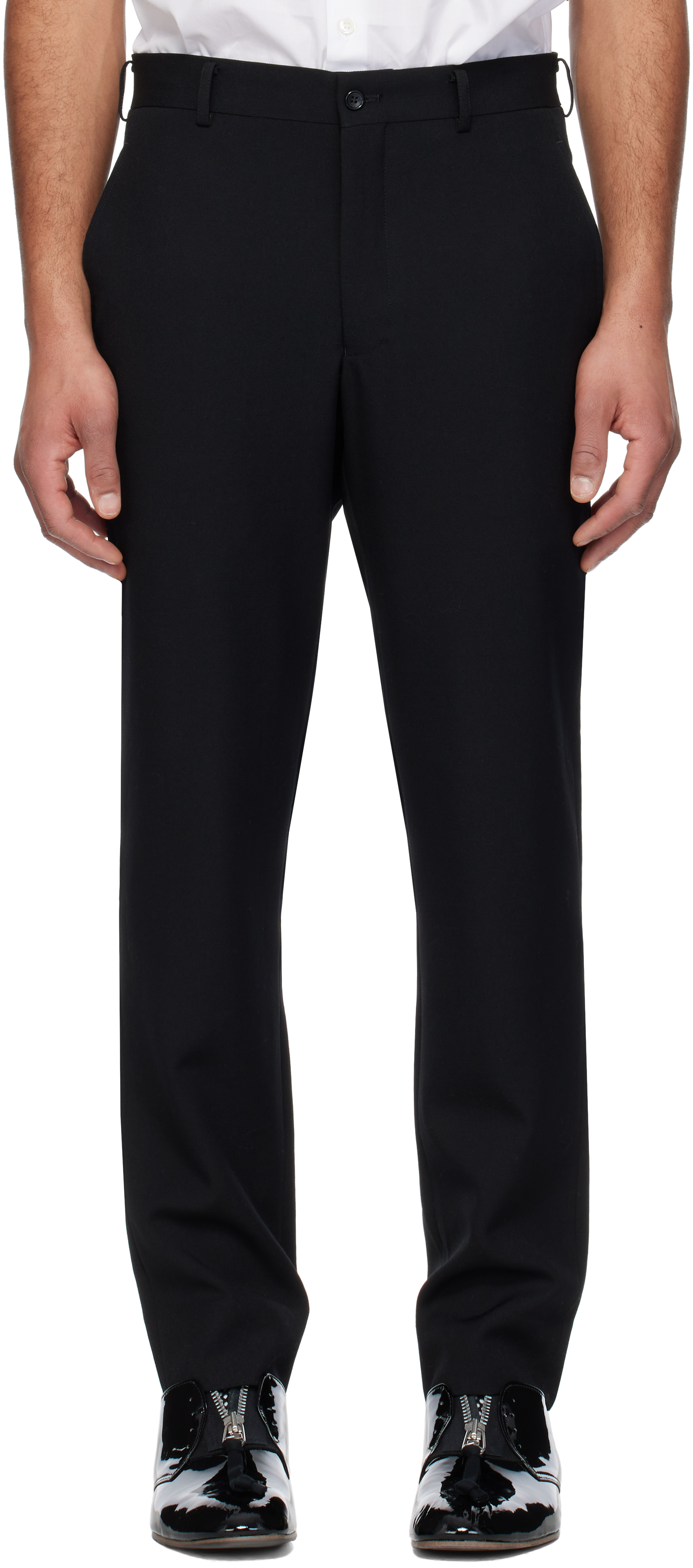 Black Wool Gabardine Trousers