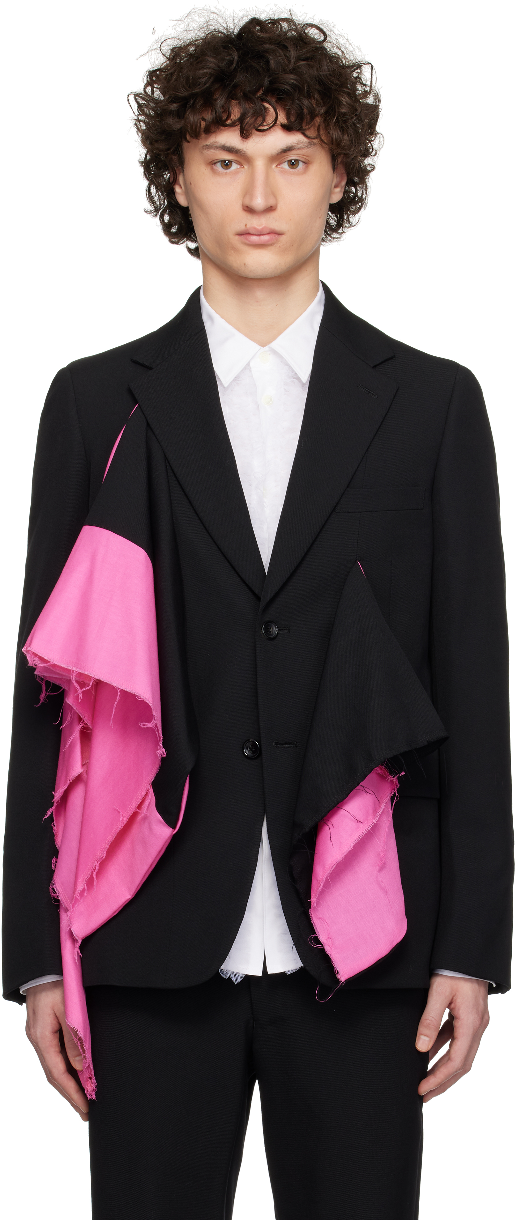 Black & Pink Gabardine Medium Blazer