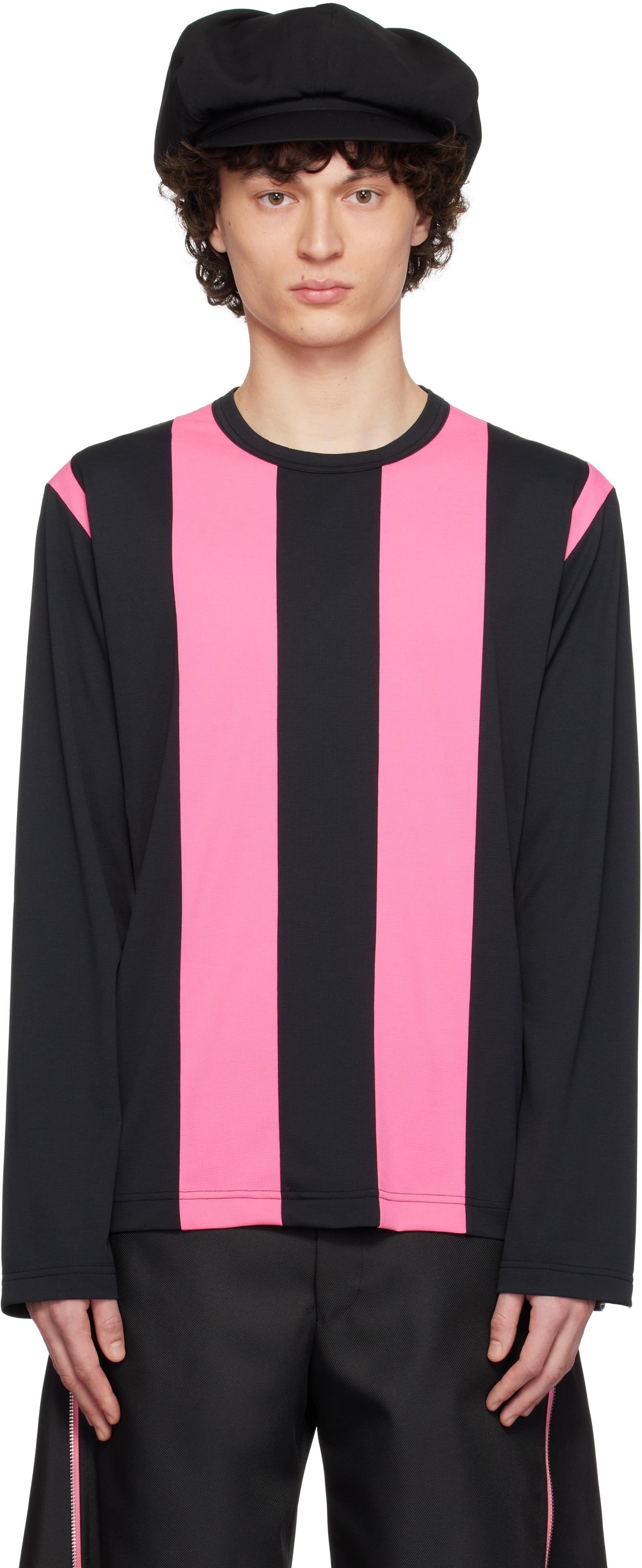 Comme des Garçons Homme Plus: Black & Pink Single Jacquard T