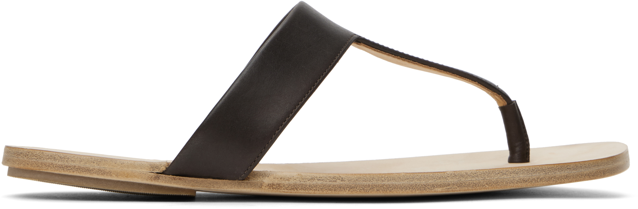 【関税込み】Marsell ブラウン Sottile サンダル Women's Brown Leather Thong Sandals Sottile - Marsèll