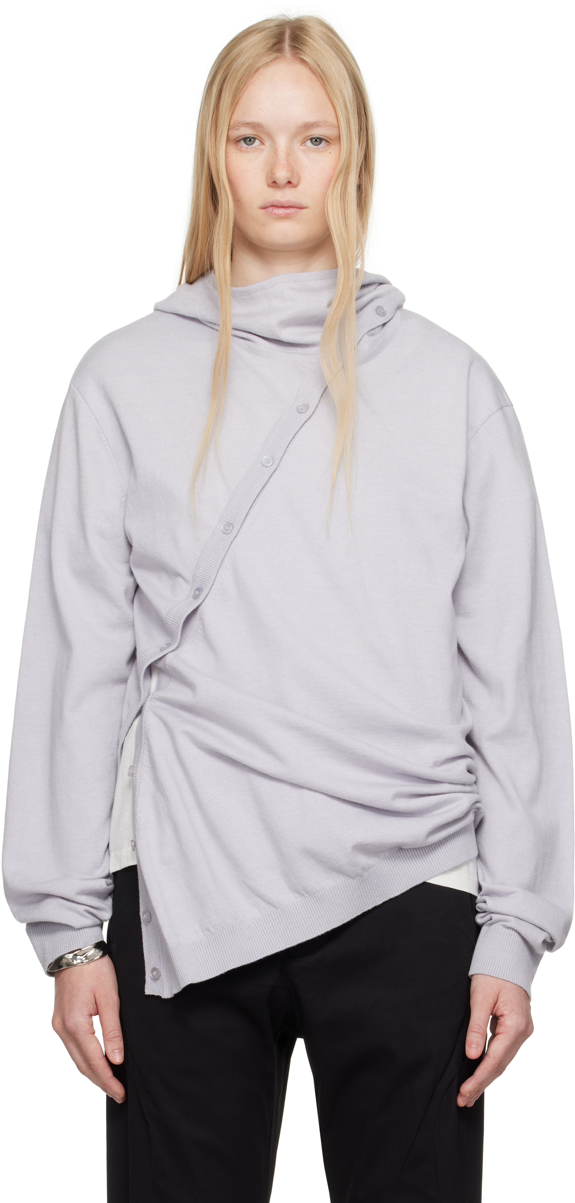 POST ARCHIVE FACTION (PAF) Gray 8.0 Center Knit Hoodie